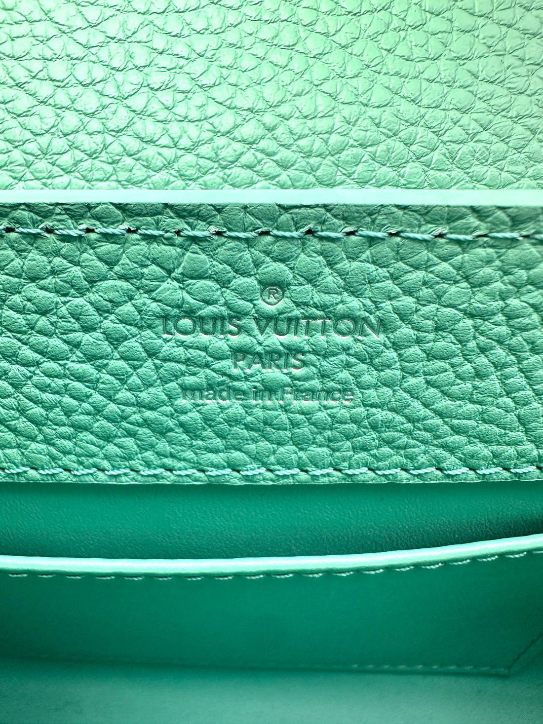 Louis Vuitton Capucines Green Leather Mini Handle Bag LV2040