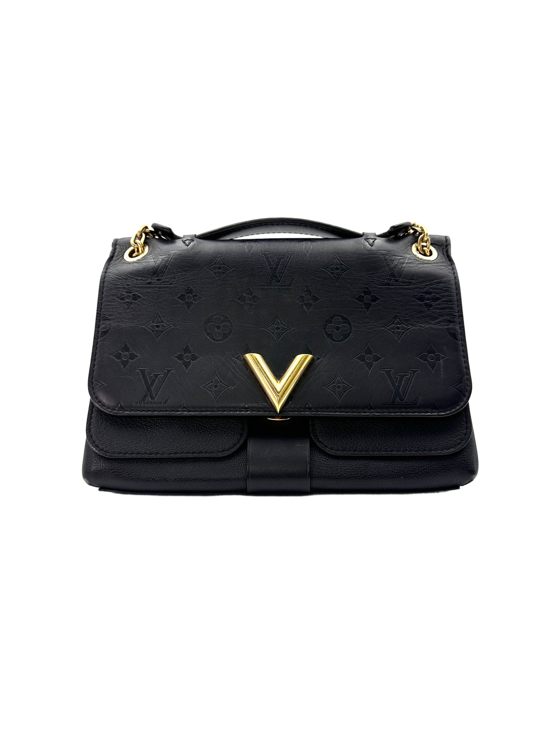 Louis Vuitton Very Chain Black Monogram Leather Shoulder Bag LV2039