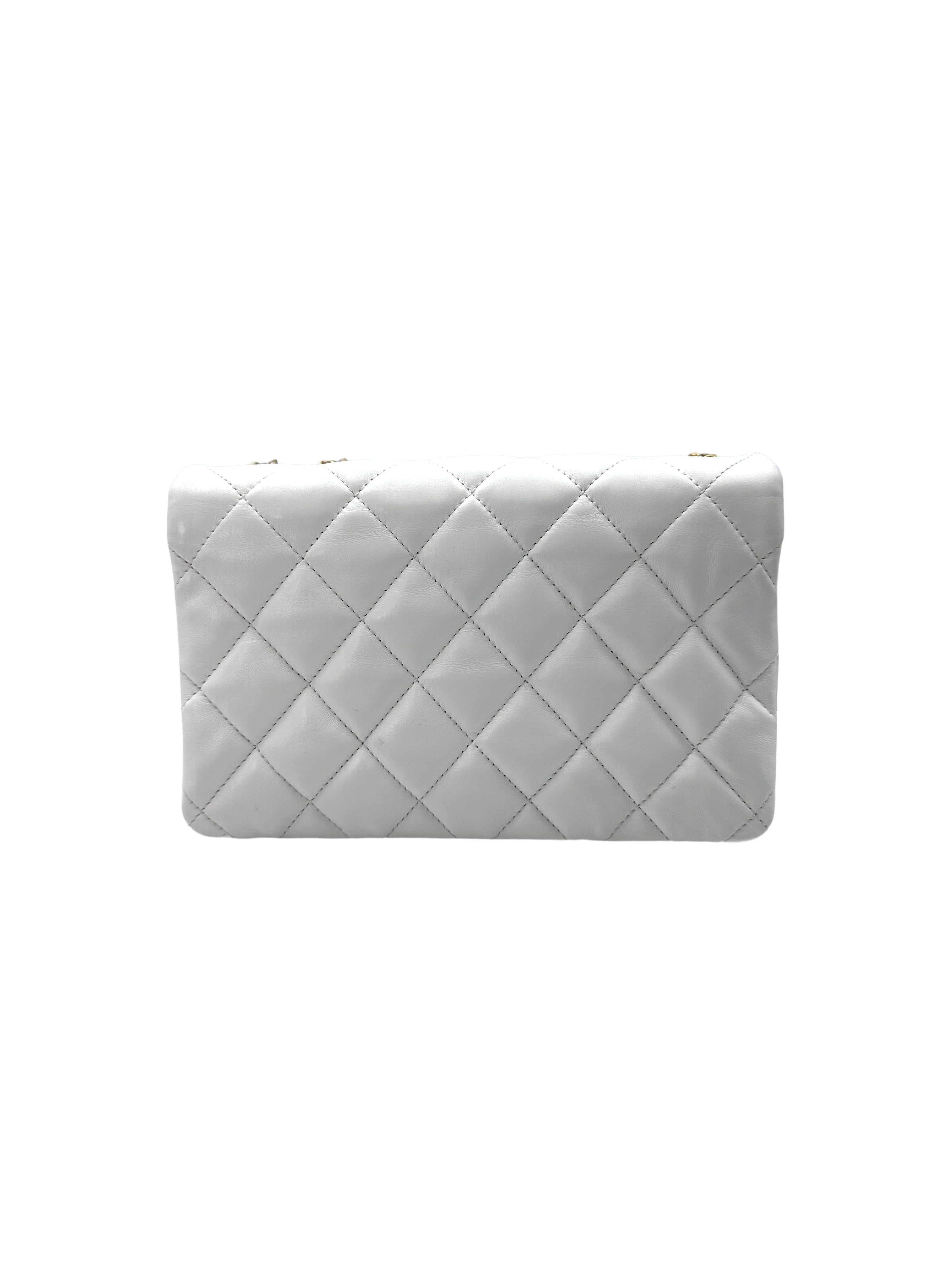 Chanel 23B Classic Flap White Quilted Lambskin Small Size Flap Bag With Gold Hardware(T1***0K) CC1470