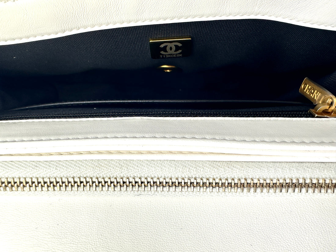 Chanel 23B Classic Flap White Quilted Lambskin Small Size Flap Bag With Gold Hardware(T1***0K) CC1470