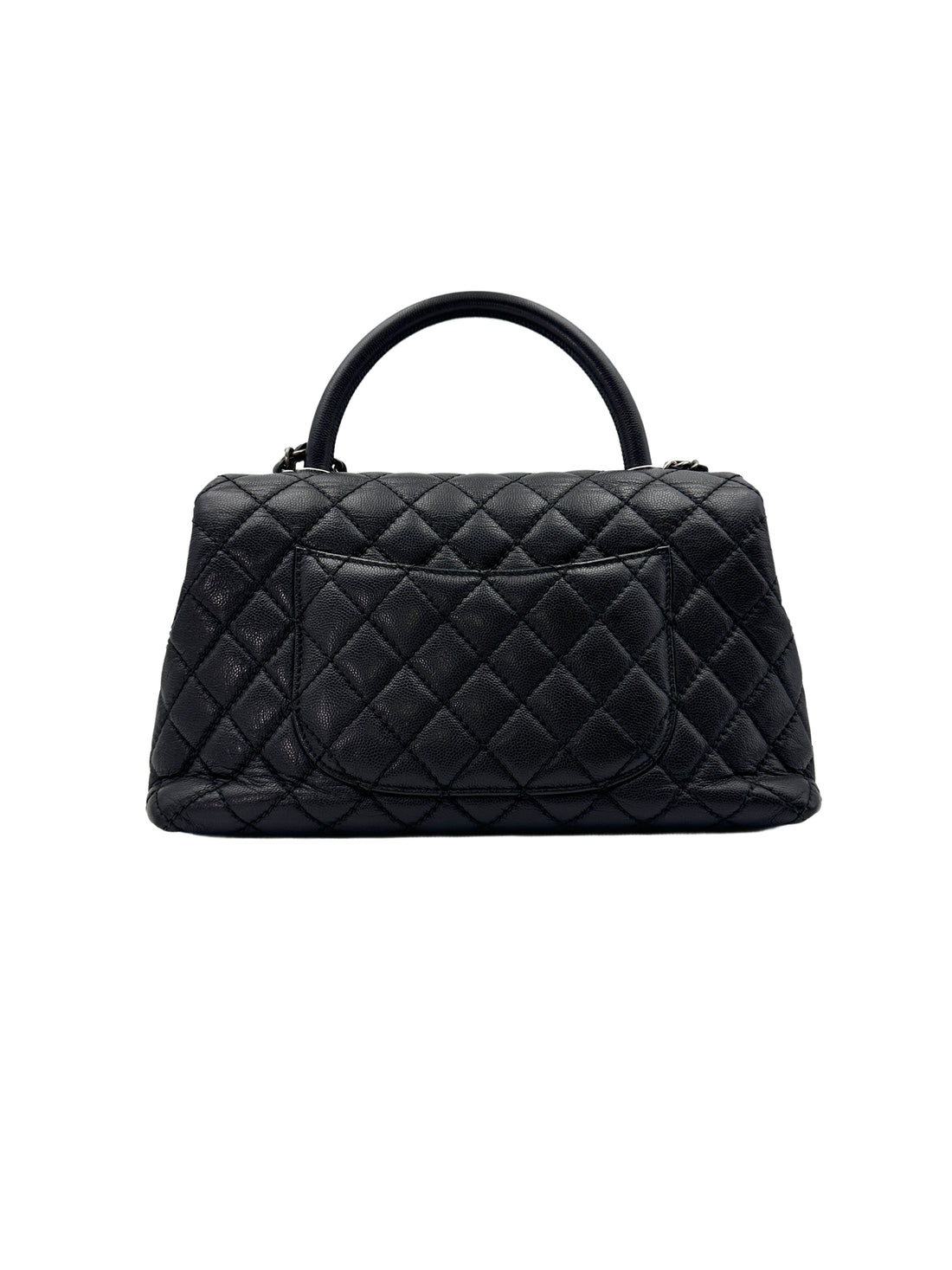 Chanel CoCo Handle Black Chevron Quilted Calfskin Medium Size Handle Bag(22***11) CC1472