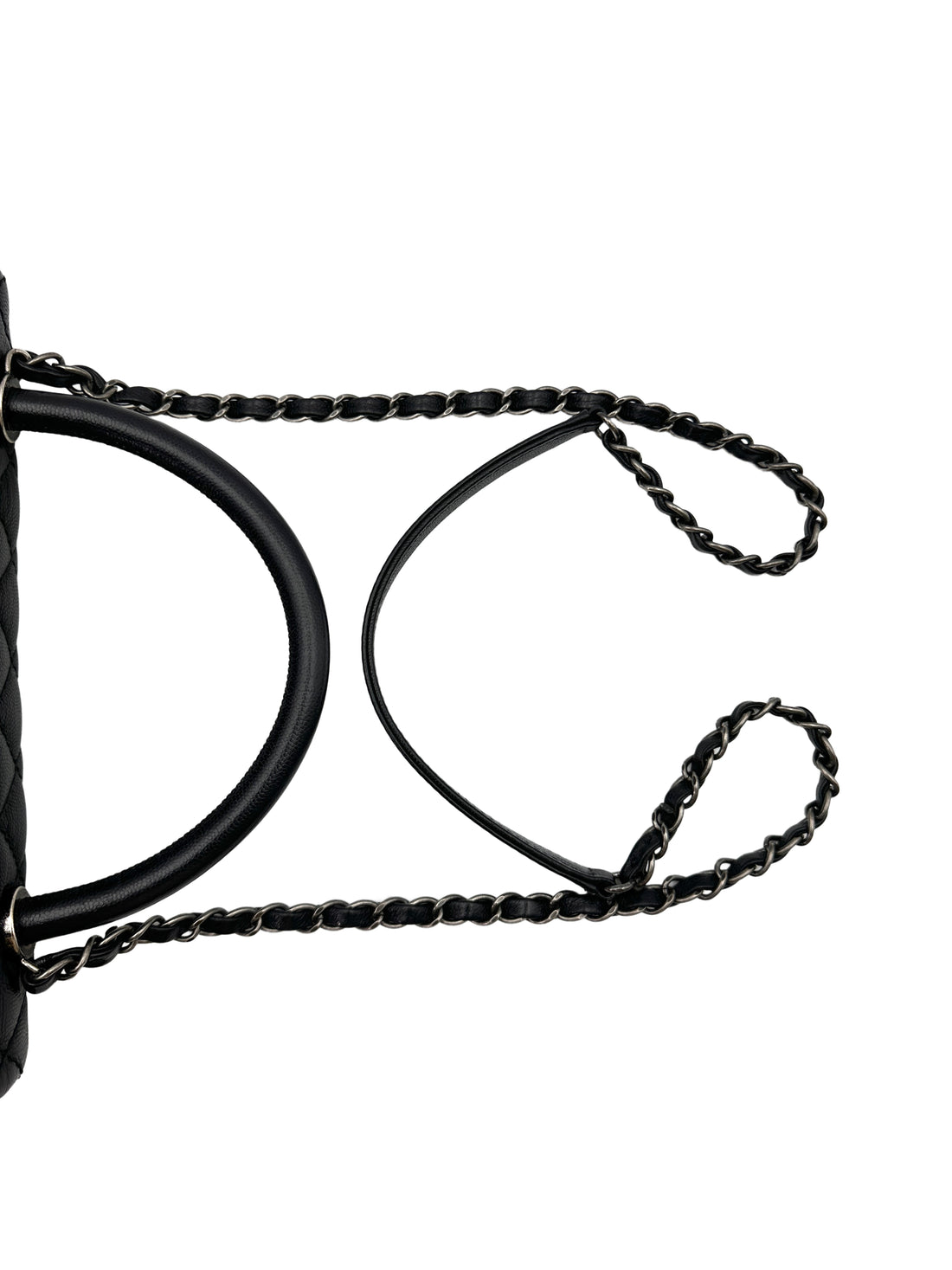 Chanel CoCo Handle Black Chevron Quilted Calfskin Medium Size Handle Bag(22***11) CC1472