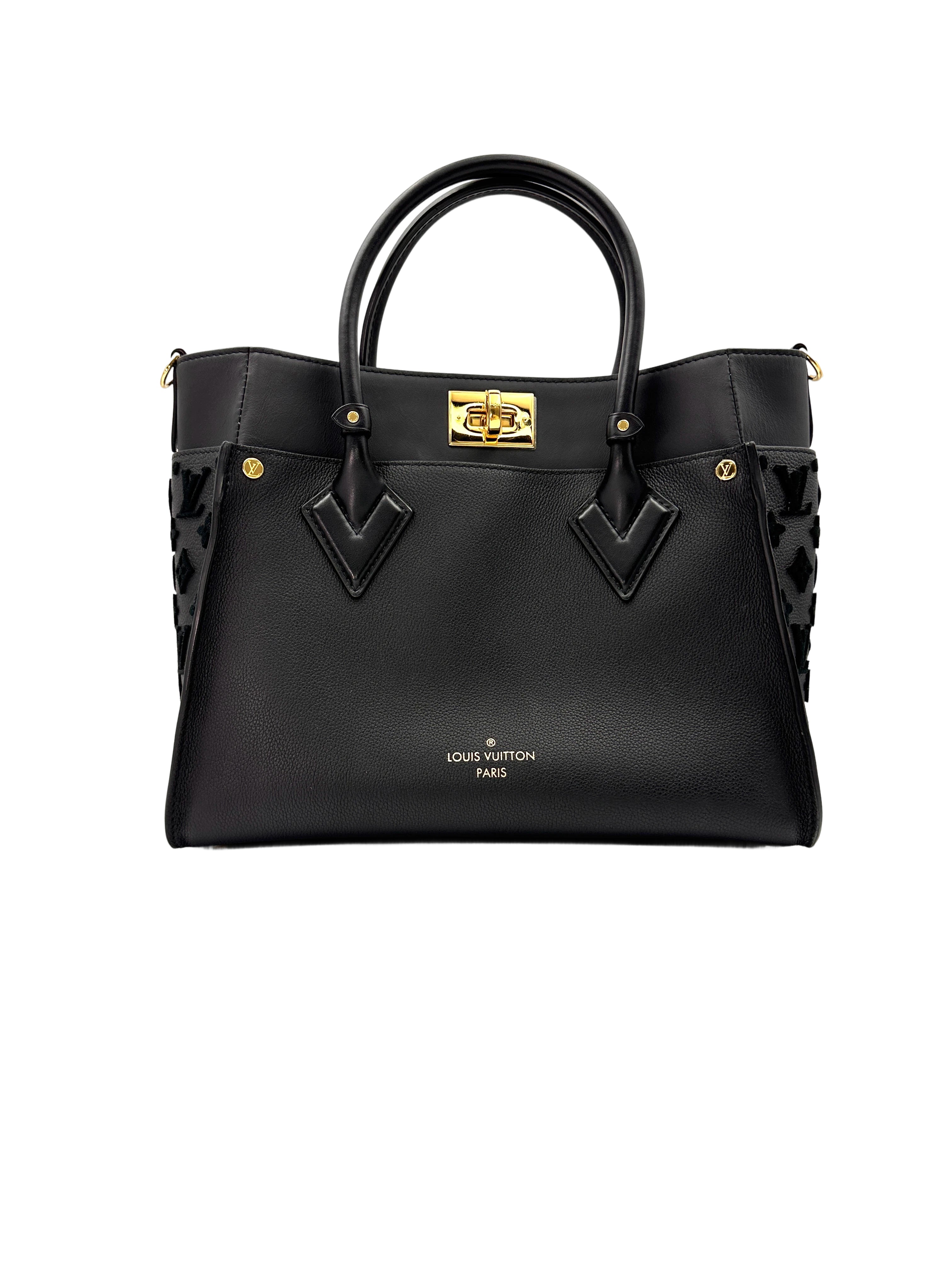 Louis Vuitton On My Side MM Black Calfskin Tote Handle Bag LV2073
