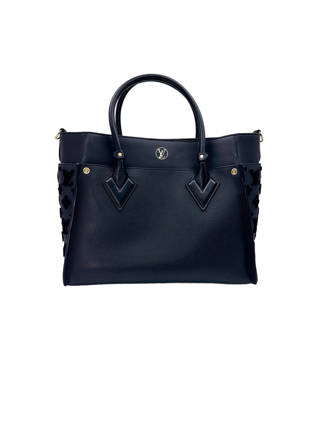 Louis Vuitton On My Side MM Black Calfskin Tote Handle Bag LV2073