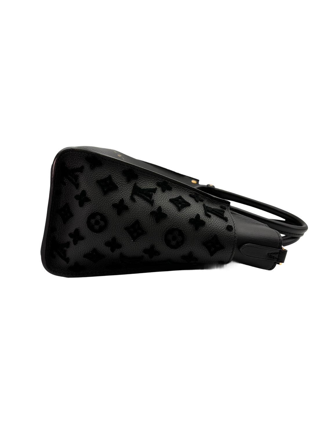 Louis Vuitton On My Side MM Black Calfskin Tote Handle Bag LV2073