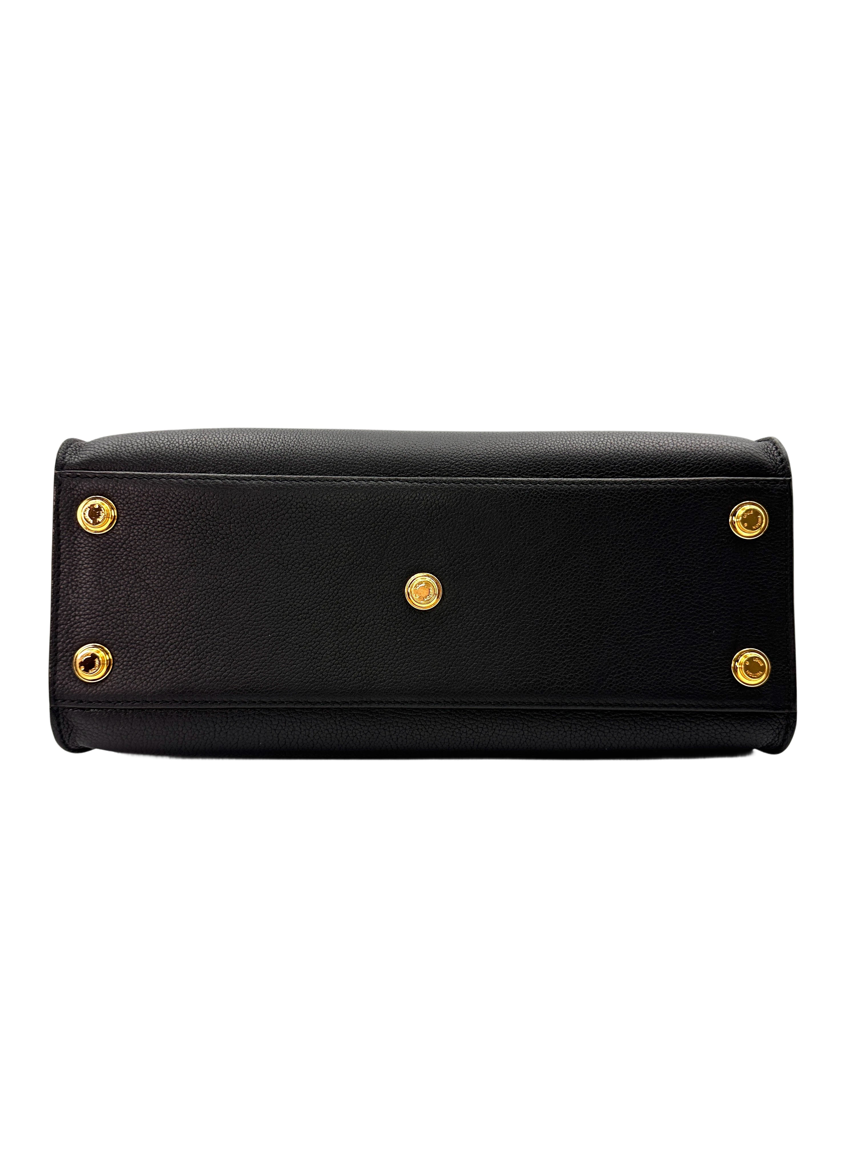 Louis Vuitton On My Side MM Black Calfskin Tote Handle Bag LV2073