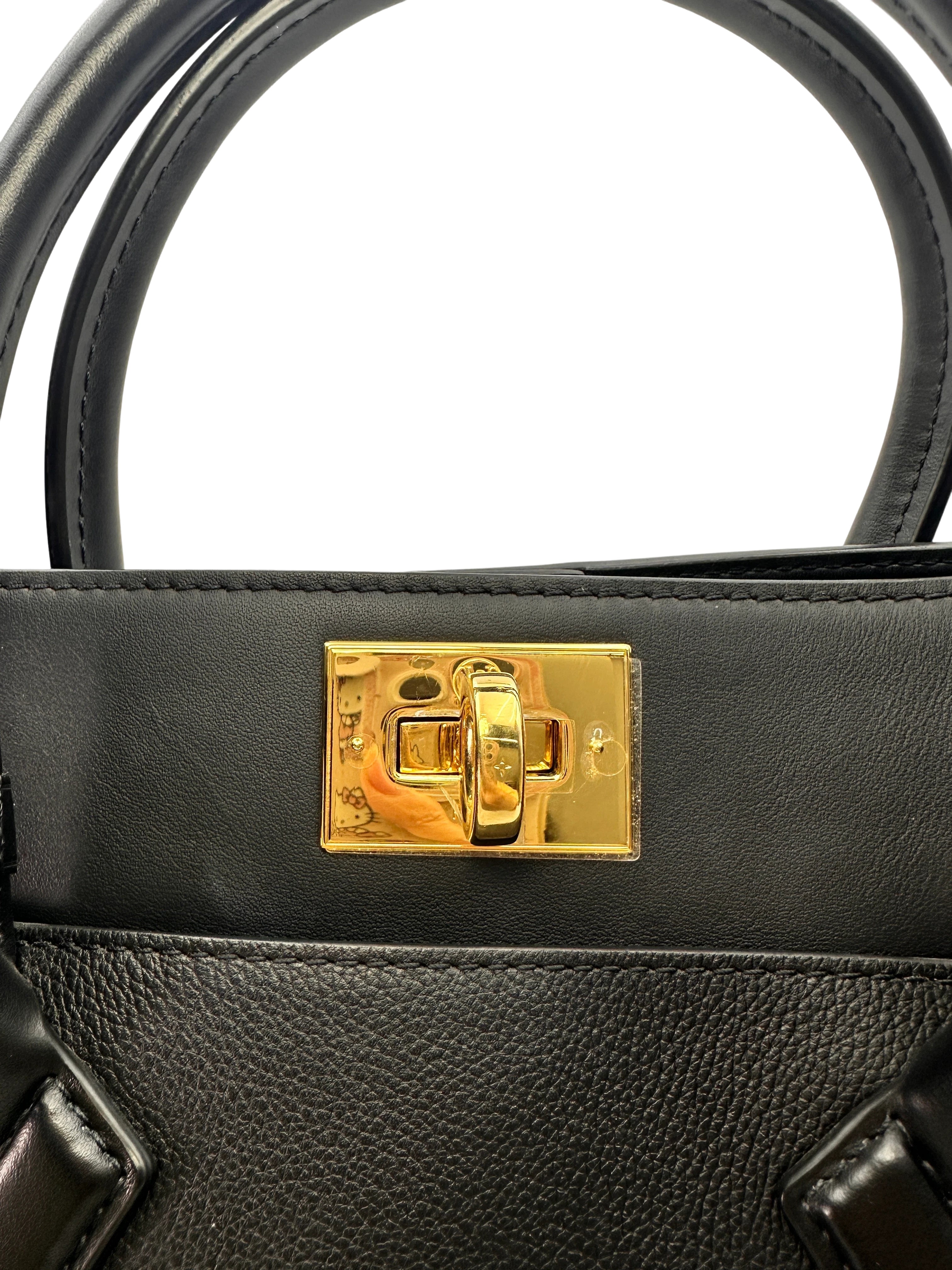 Louis Vuitton On My Side MM Black Calfskin Tote Handle Bag LV2073