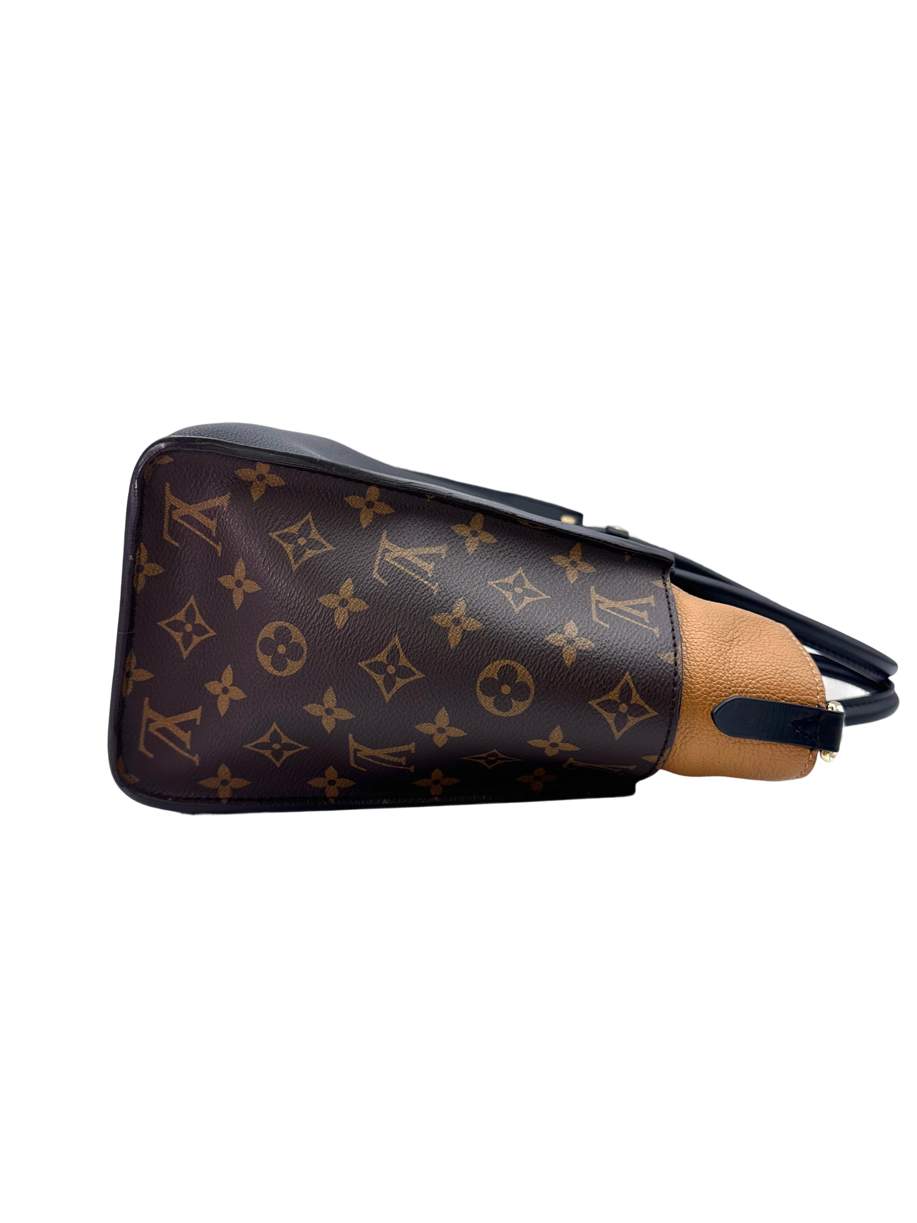 Louis Vuitton On My Side MM Black Leather And Monogram Canvas Tote Bag LV2035