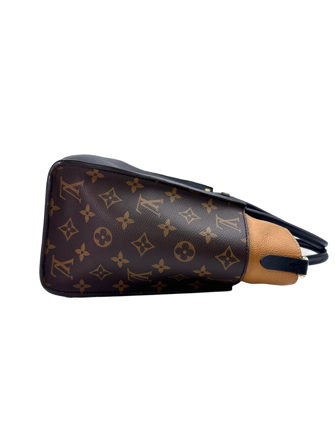 Louis Vuitton On My Side MM Black Leather And Monogram Canvas Tote Bag LV2035