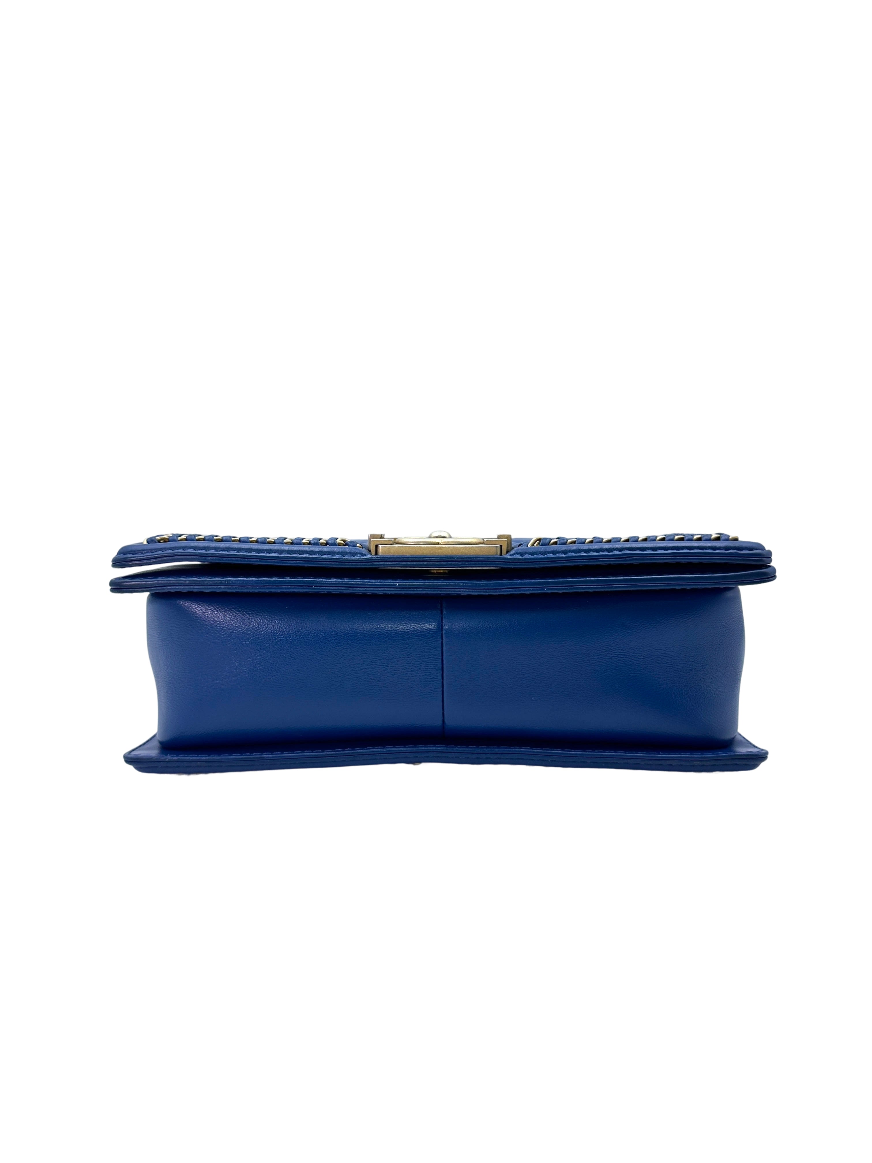 Chanel 17A LeBoy Blue Quilted Leather Chain Around Flap Bag With Gold Hardware(24***05) CC1474
