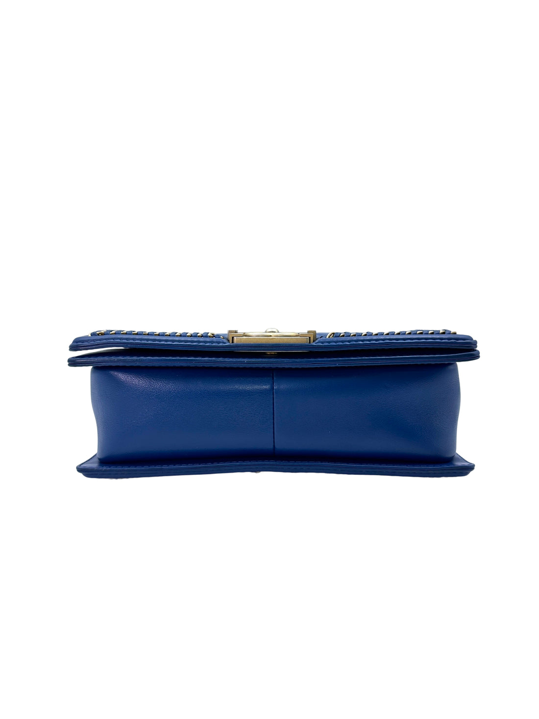 Chanel 17A LeBoy Blue Quilted Leather Chain Around Flap Bag With Gold Hardware(24***05) CC1474