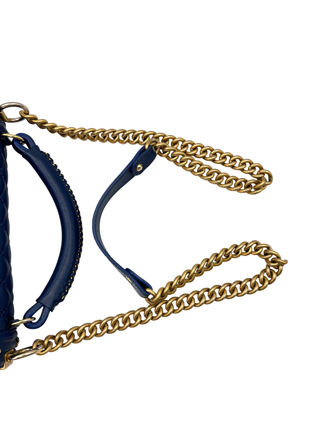 Chanel 17A LeBoy Blue Quilted Leather Chain Around Flap Bag With Gold Hardware(24***05) CC1474
