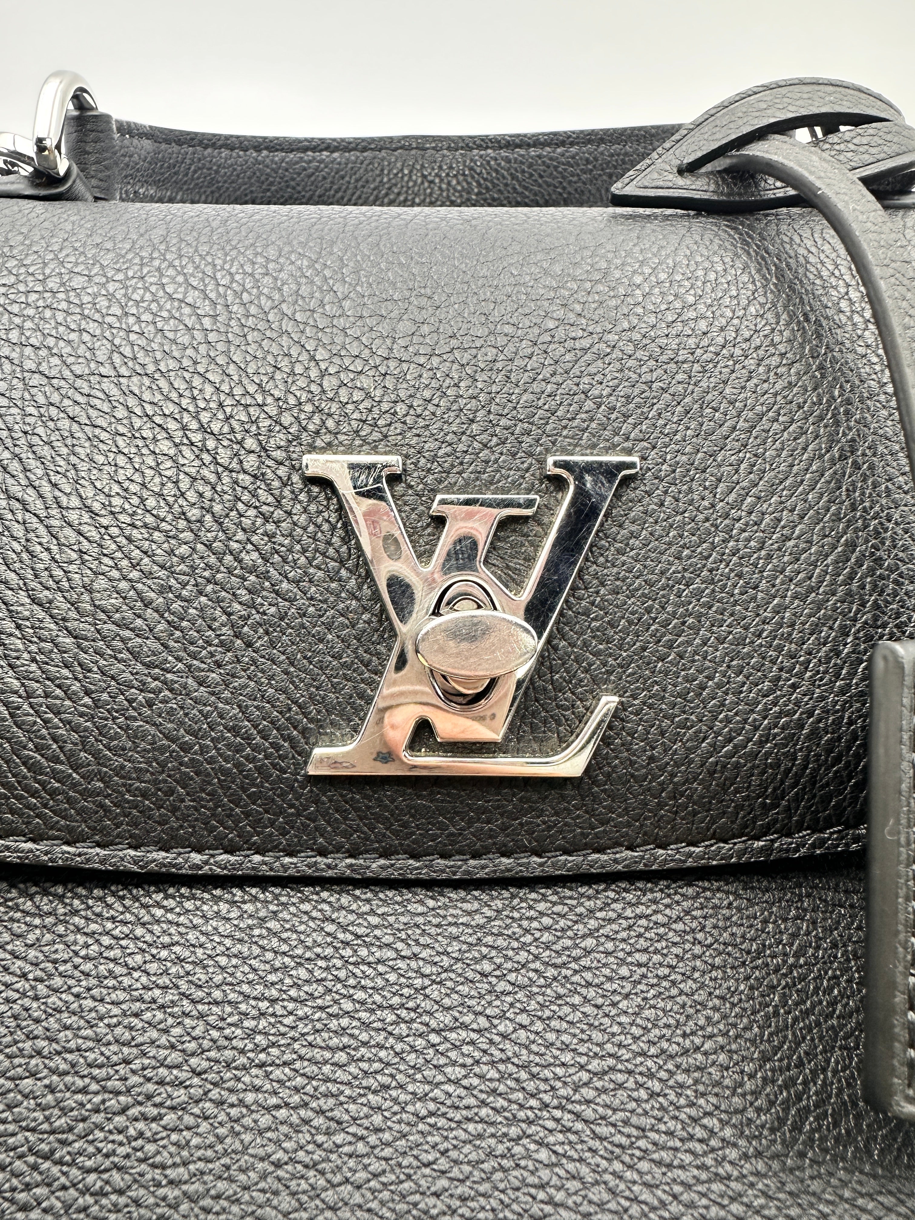 Louis Vuitton Lockme Ever Black Leather Handle Bag With Silver Hardware LV2042