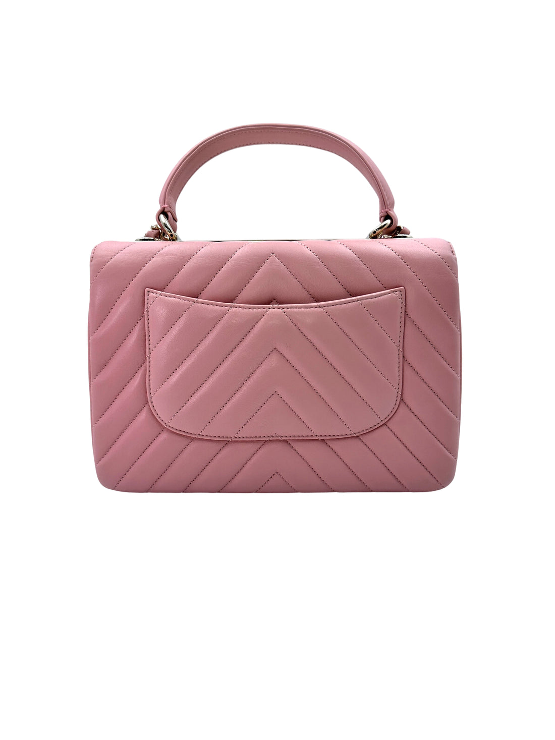 Chanel 18P Trendy CC Pink Chevron Quilted Leather Top Handle Flap Bag(26***27) CC1479