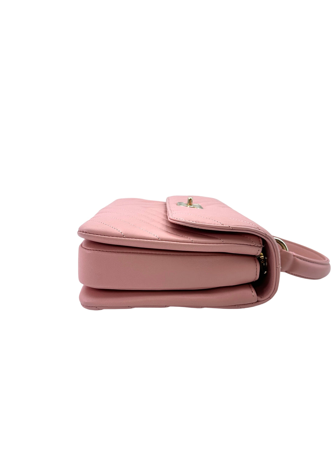 Chanel 18P Trendy CC Pink Chevron Quilted Leather Top Handle Flap Bag(26***27) CC1479