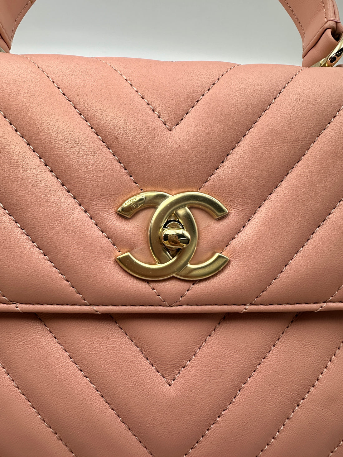 Chanel 18P Trendy CC Pink Chevron Quilted Leather Top Handle Flap Bag(26***27) CC1479