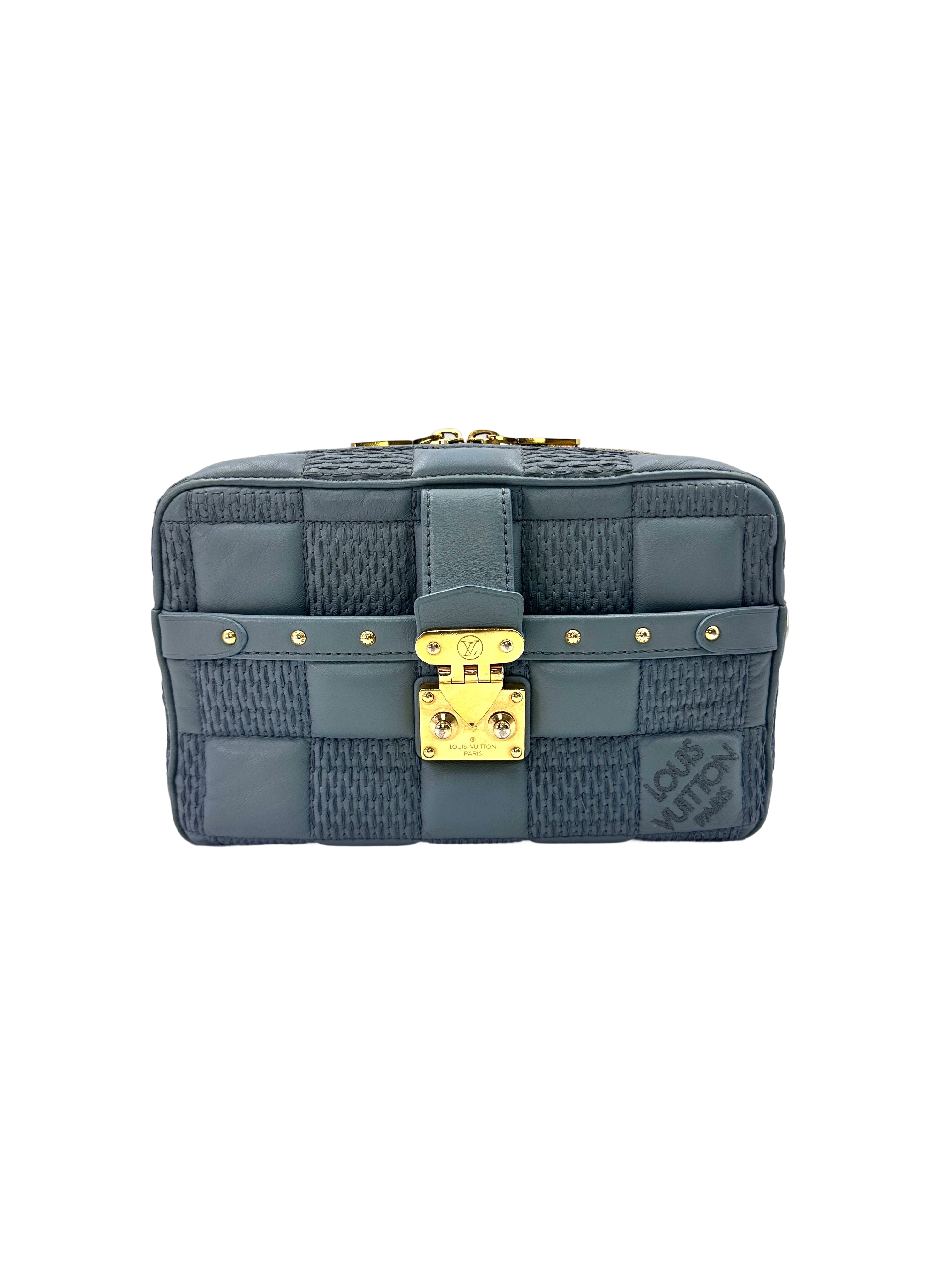 Louis Vuitton Troca Blue Quilted Damier Leather Crossbody Bag LV2047