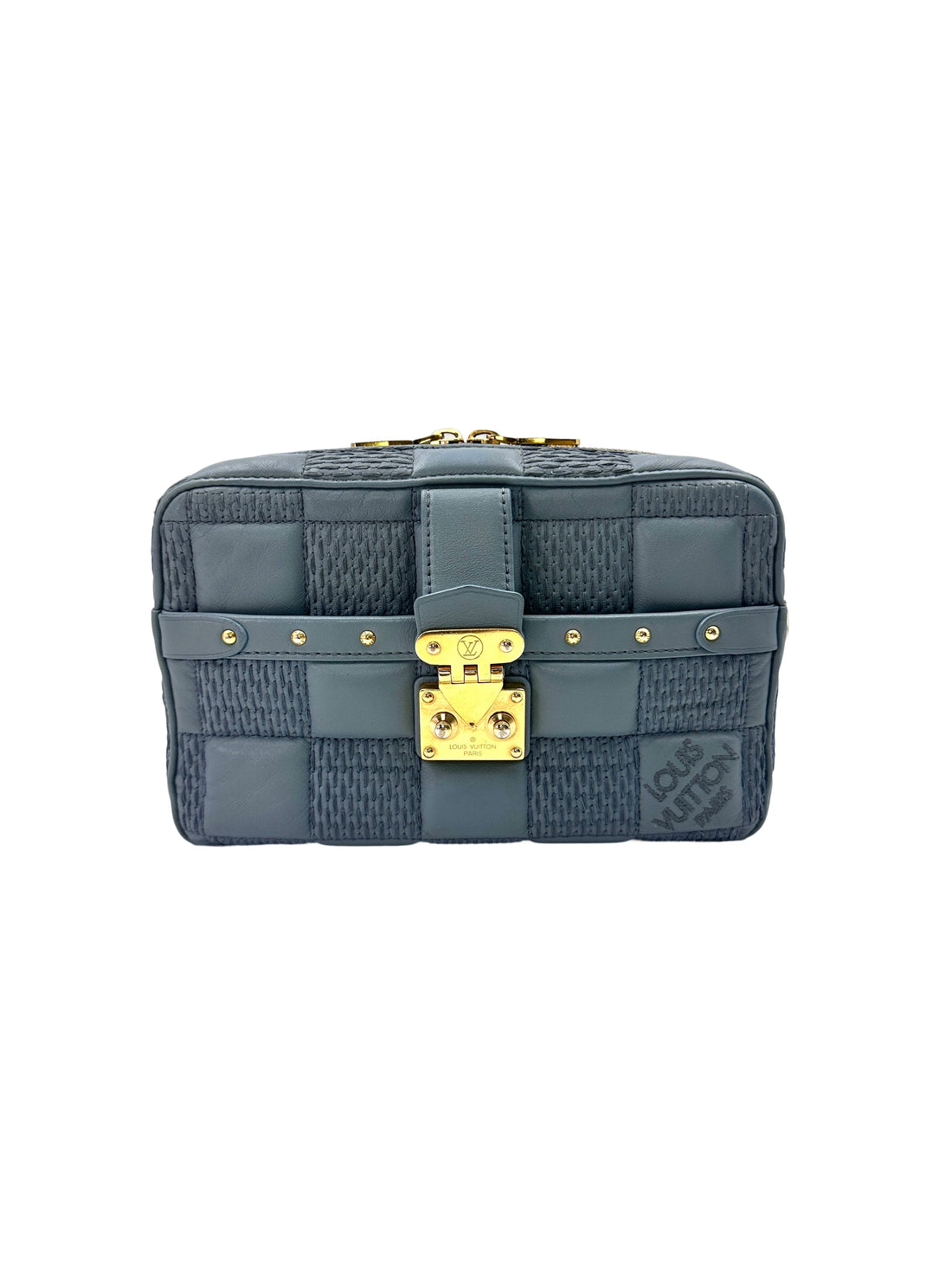 Louis Vuitton Troca Blue Quilted Damier Leather Crossbody Bag LV2047
