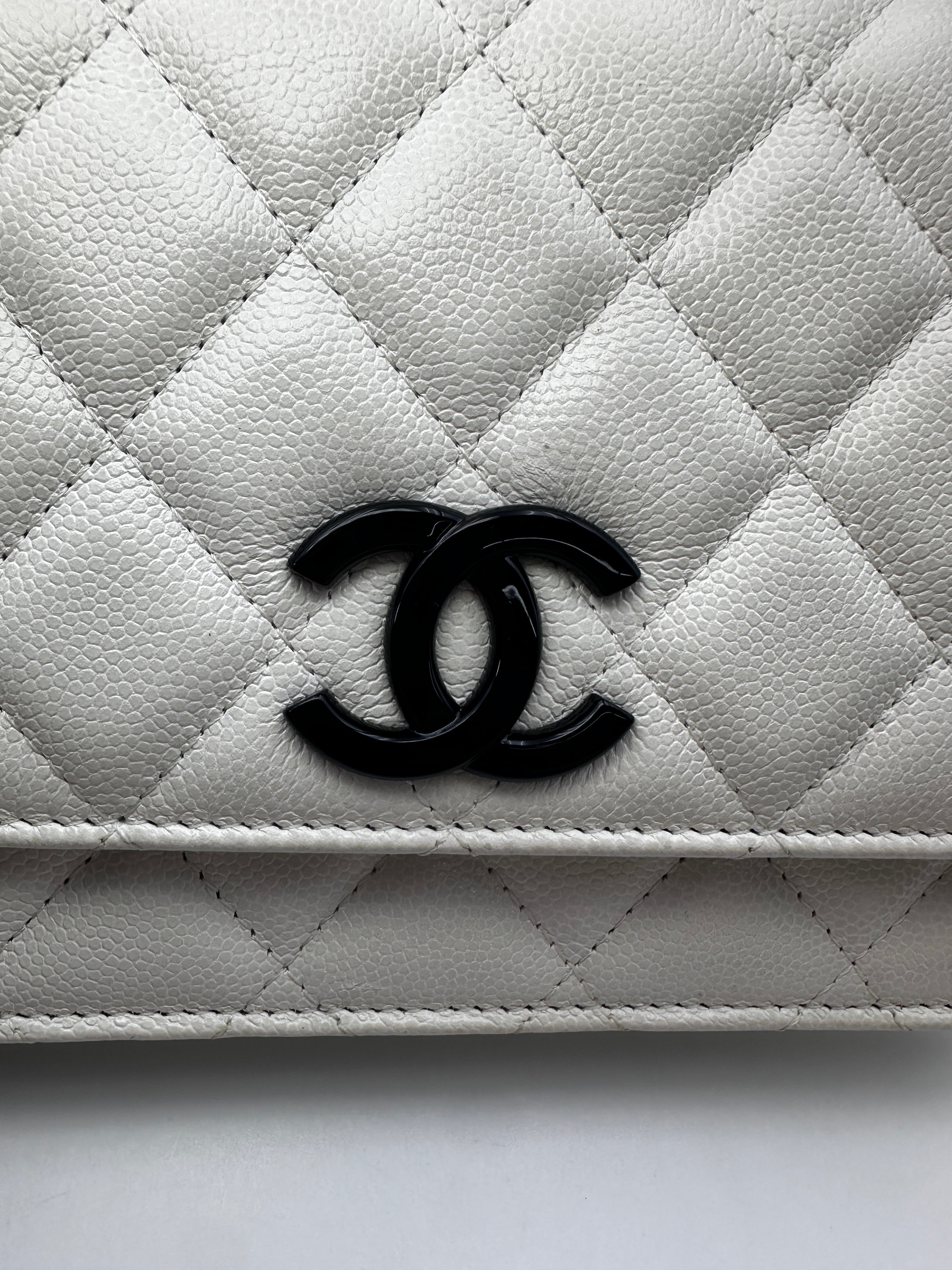 Chanel "My Everything" White Quilted Calfskin Wallet On Chain(30***80) CC1477