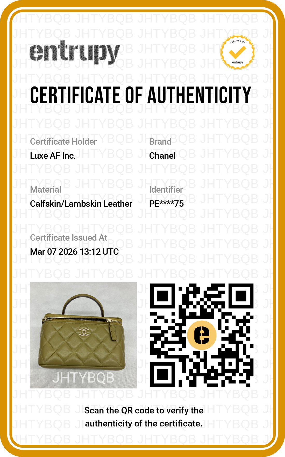 Chanel Green Quilted Lambskin Top Handle Vanity Case(PE***75) CC1473