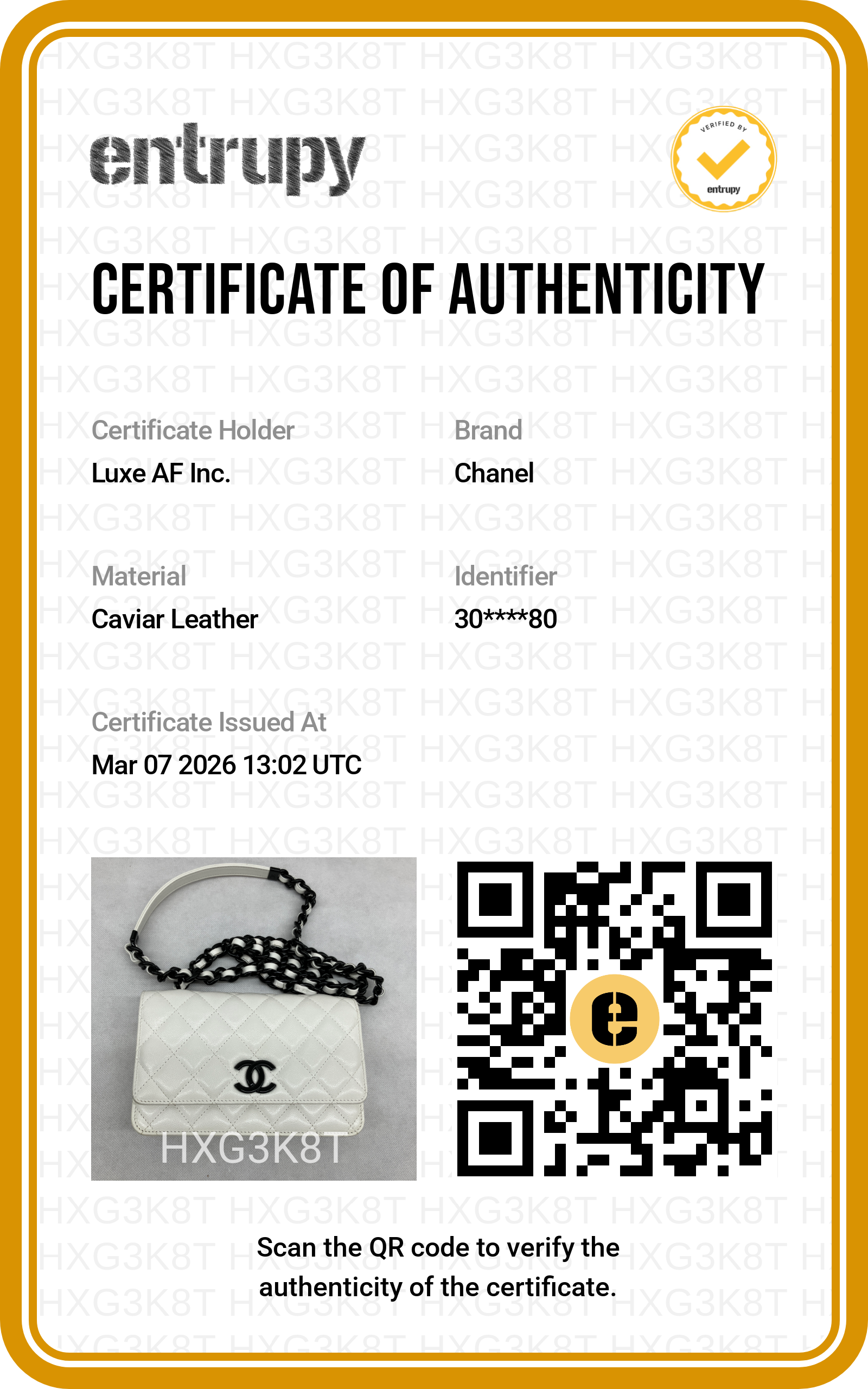Chanel "My Everything" White Quilted Calfskin Wallet On Chain(30***80) CC1477