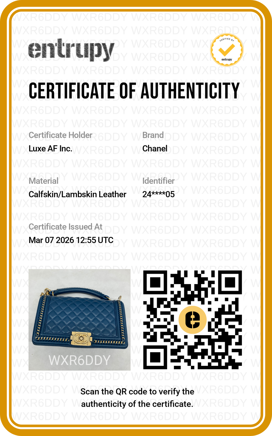 Chanel 17A LeBoy Blue Quilted Leather Chain Around Flap Bag With Gold Hardware(24***05) CC1474
