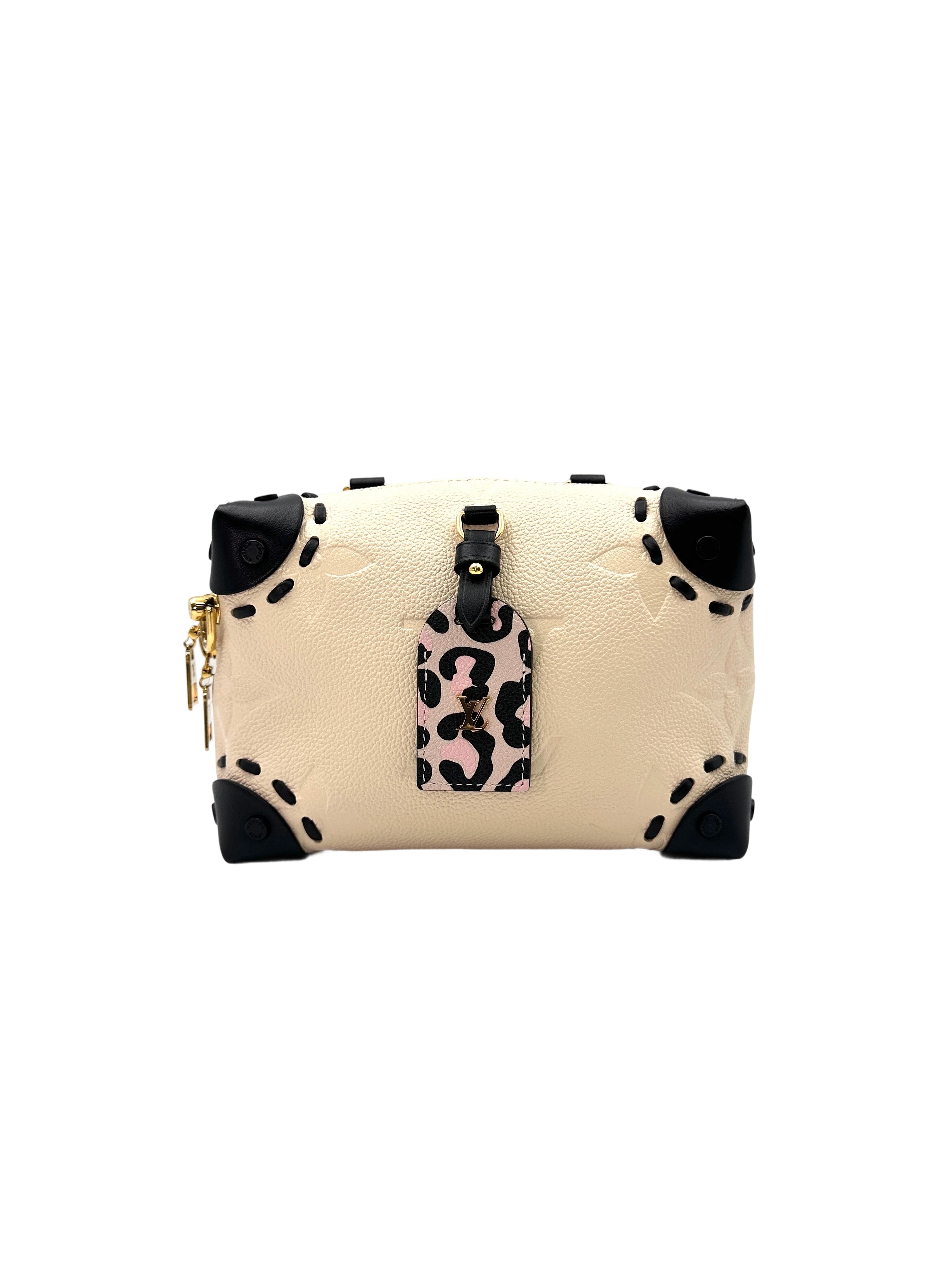 Louis Vuitton "Wild At Heart" Petite Malle Souple Beige Monogram Empreinte Leather Handle Bag LV2045