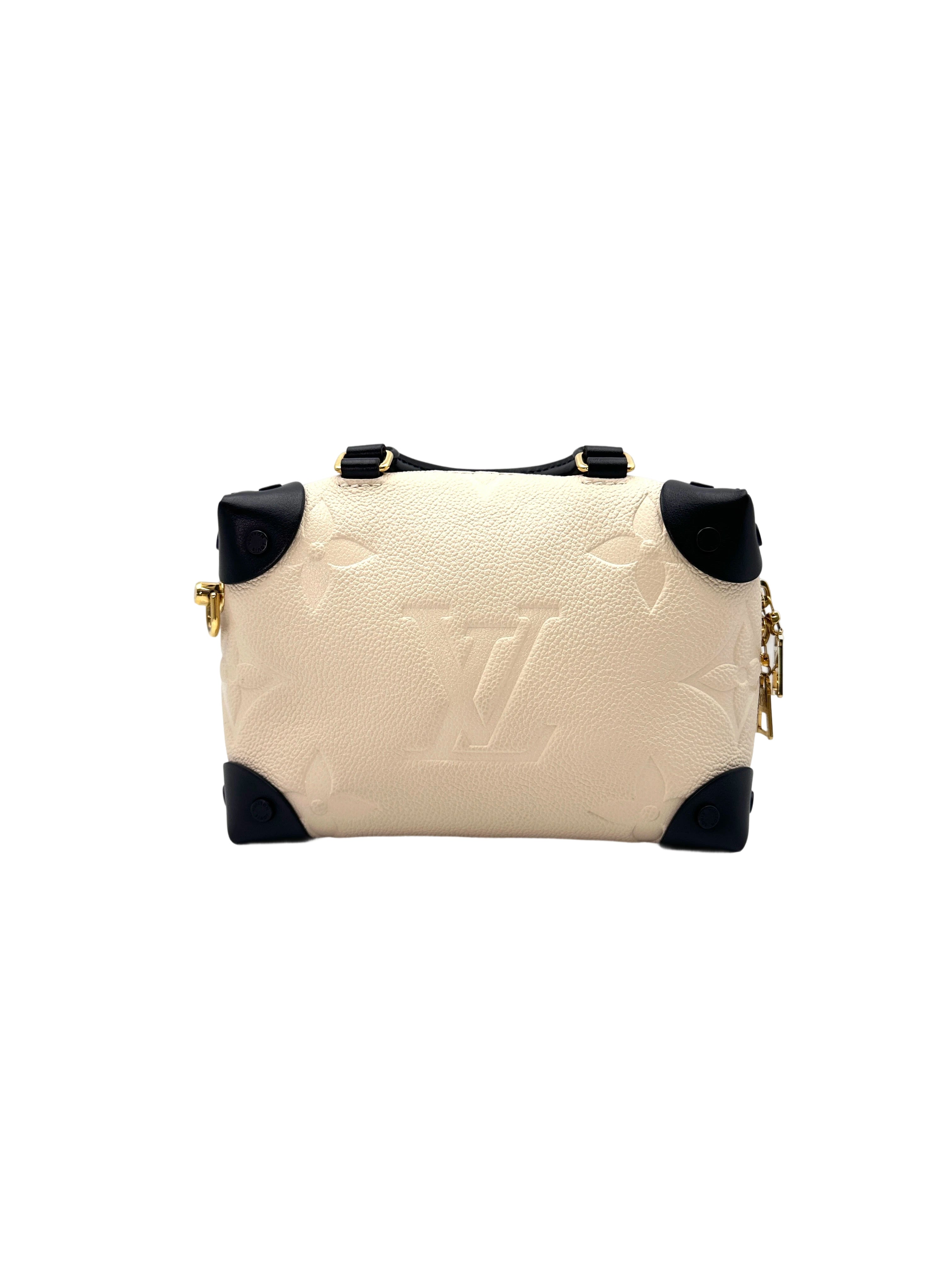 Louis Vuitton "Wild At Heart" Petite Malle Souple Beige Monogram Empreinte Leather Handle Bag LV2045