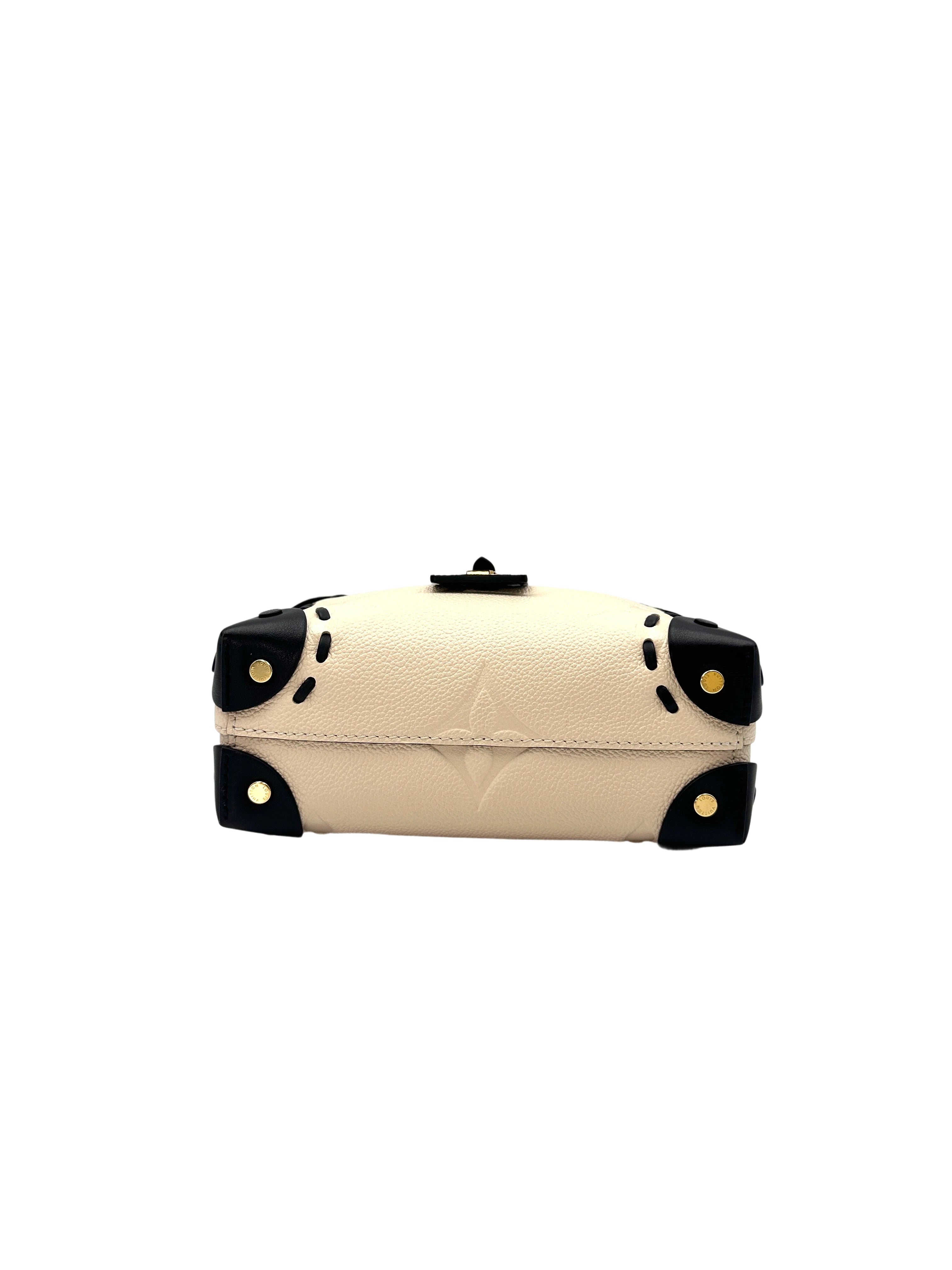 Louis Vuitton "Wild At Heart" Petite Malle Souple Beige Monogram Empreinte Leather Handle Bag LV2045