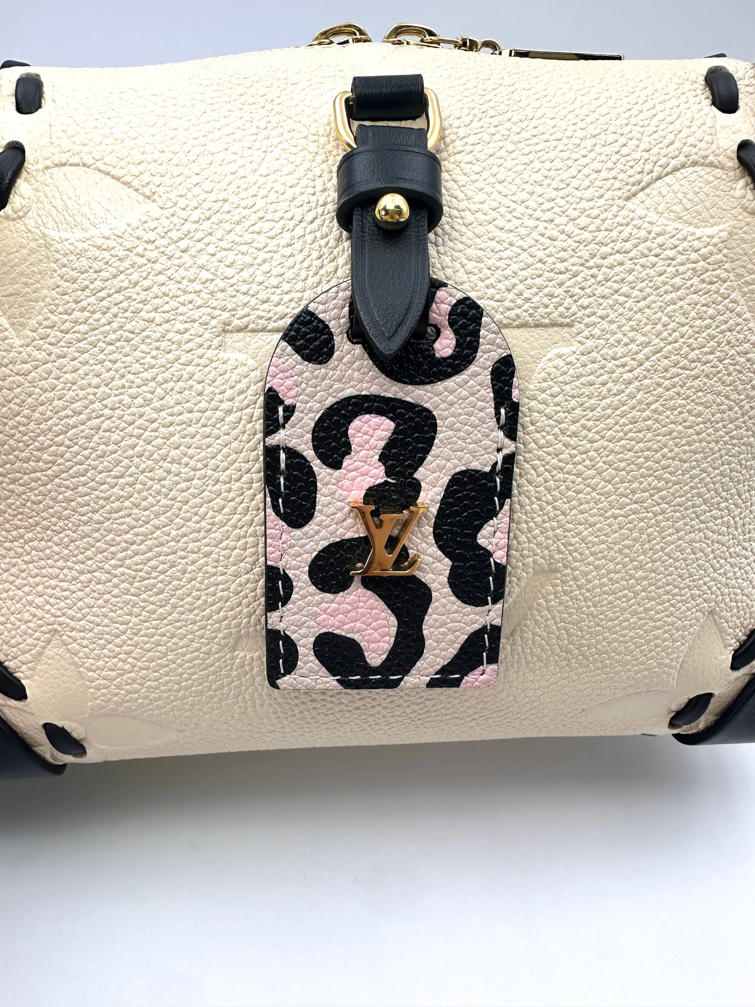 Louis Vuitton "Wild At Heart" Petite Malle Souple Beige Monogram Empreinte Leather Handle Bag LV2045