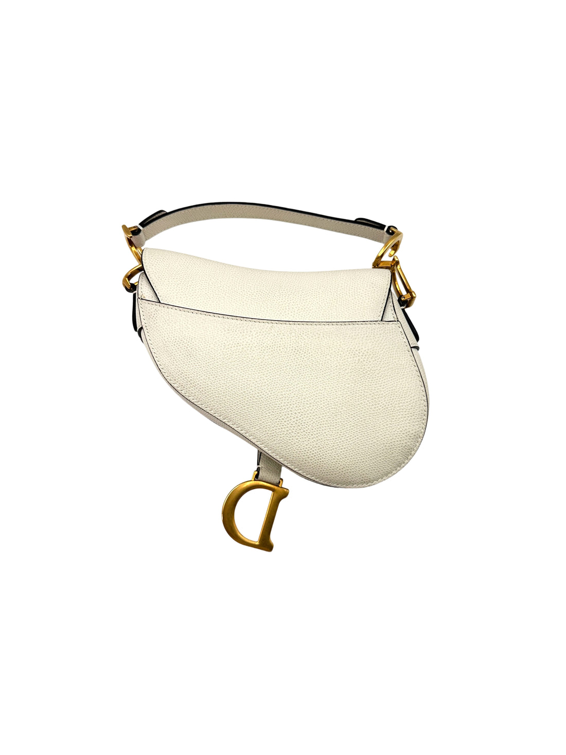 Christian Dior White Leather Small Size Saddle Bag DR539