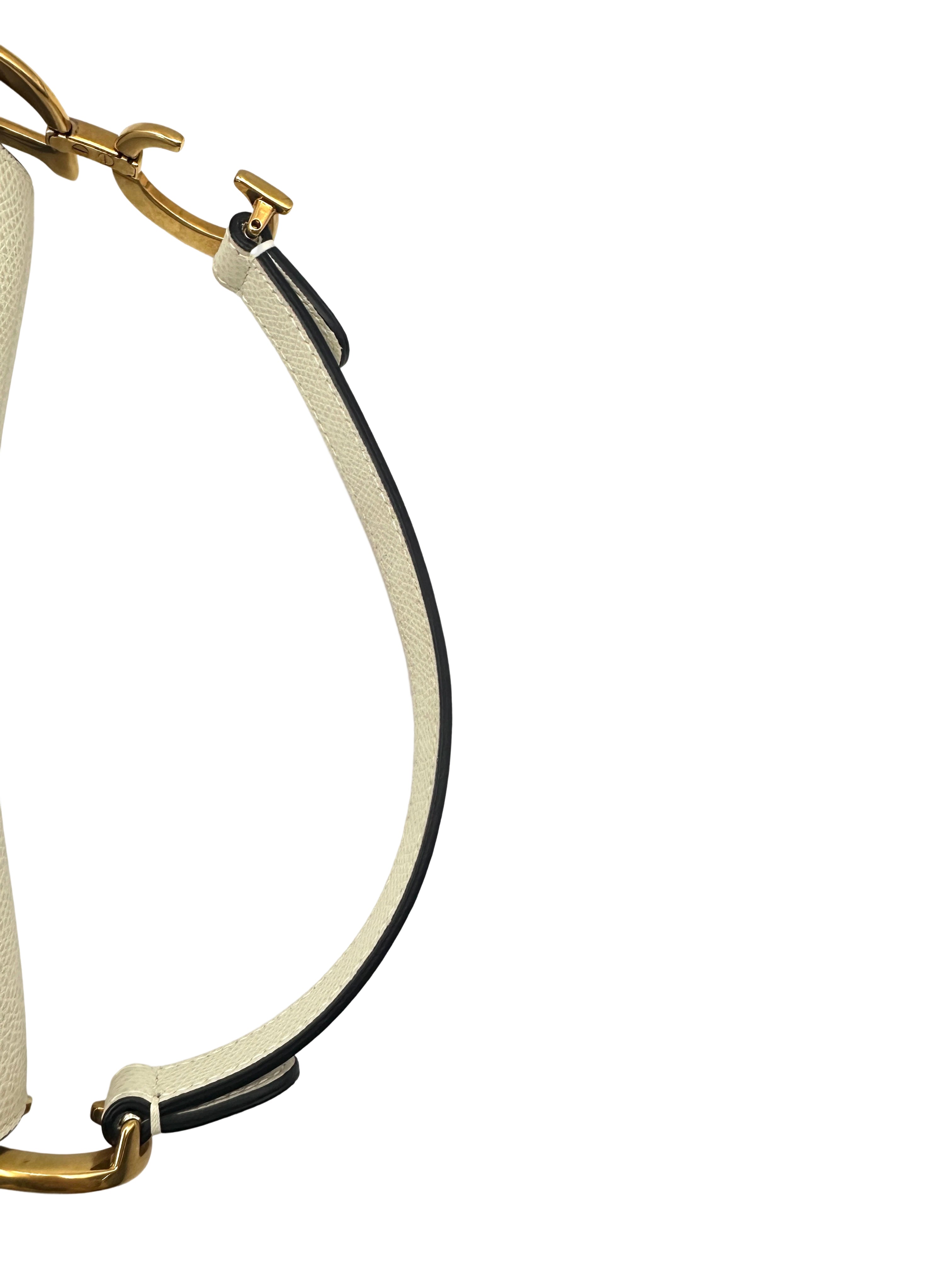 Christian Dior White Leather Small Size Saddle Bag DR539