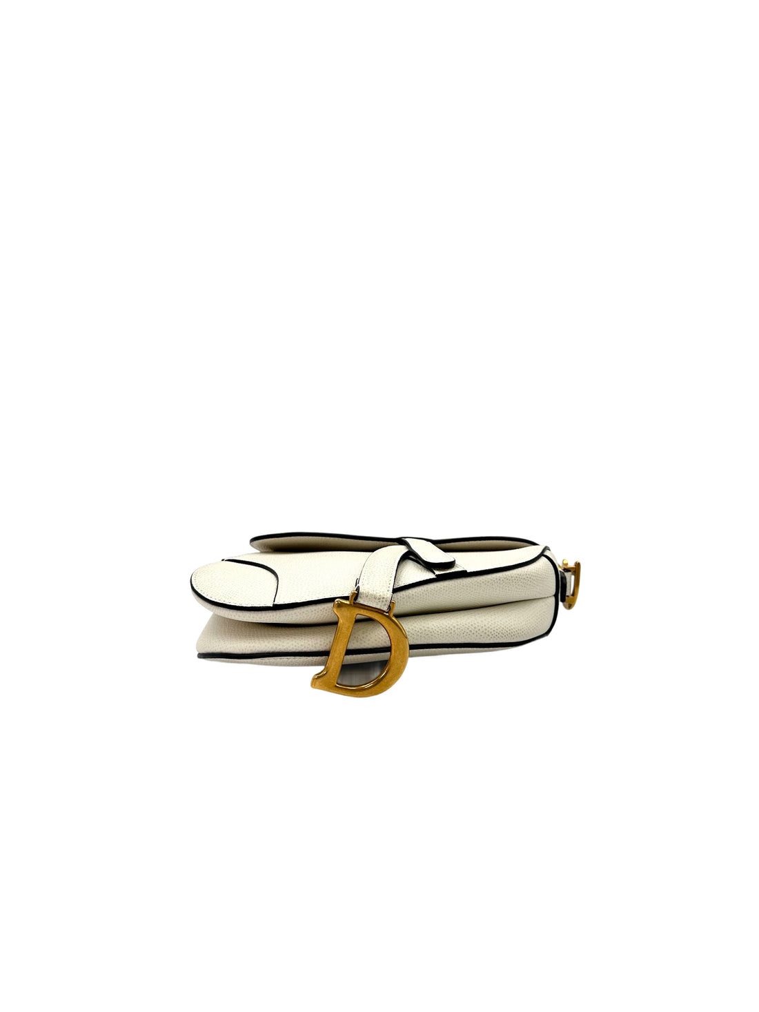 Christian Dior White Leather Small Size Saddle Bag DR539