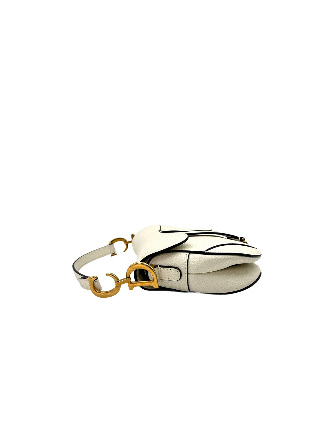 Christian Dior White Leather Small Size Saddle Bag DR539