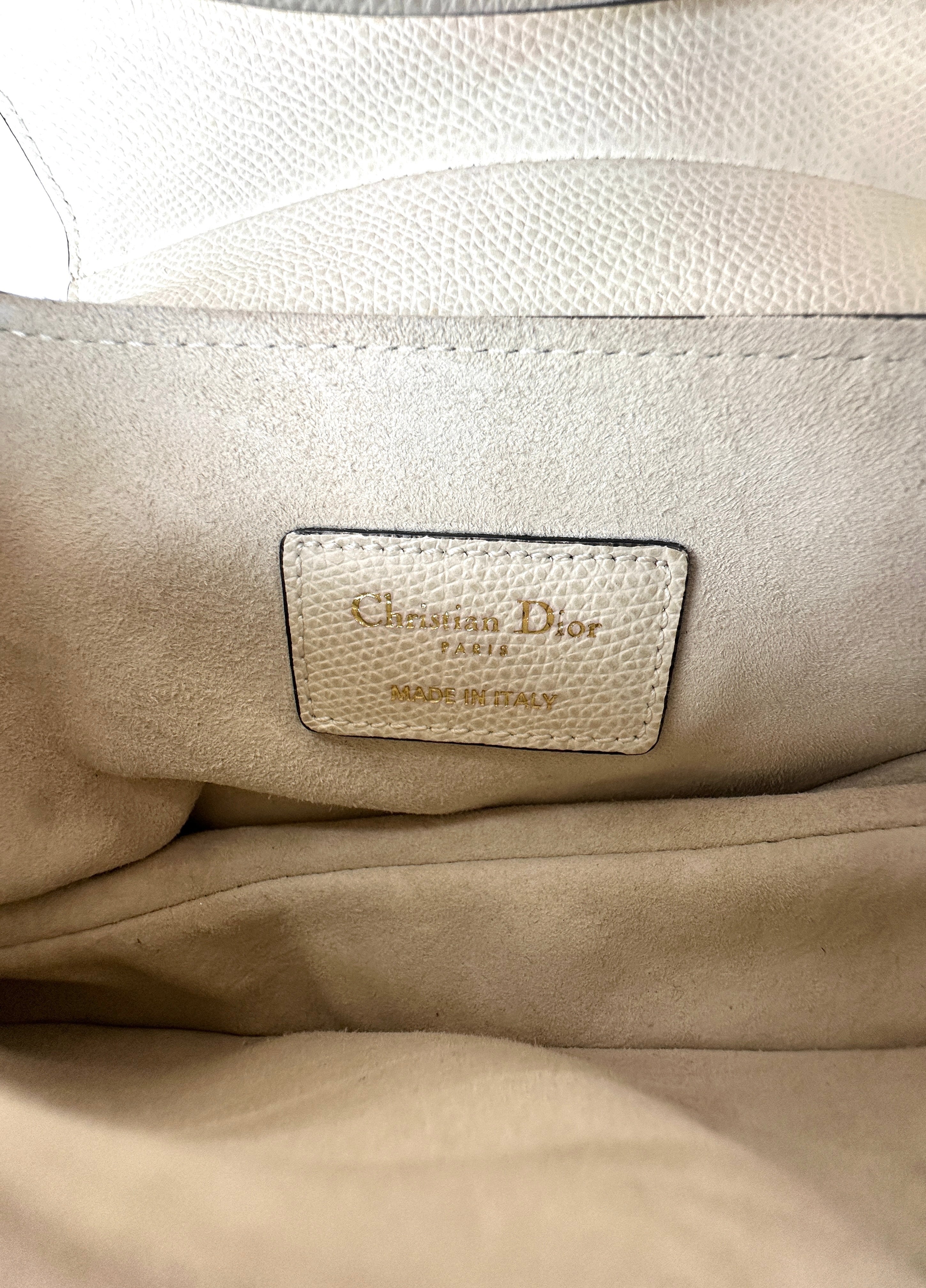 Christian Dior White Leather Small Size Saddle Bag DR539