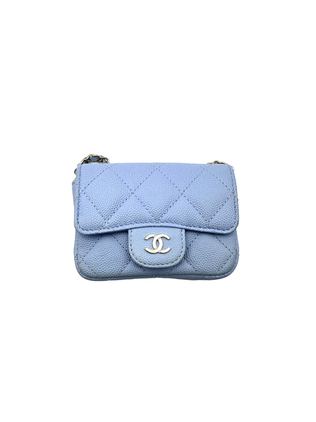 Chanel Classic Flap Blue Quilted Leather Mini Flap Bag With Gold Buckle(K2***54) IRIS052