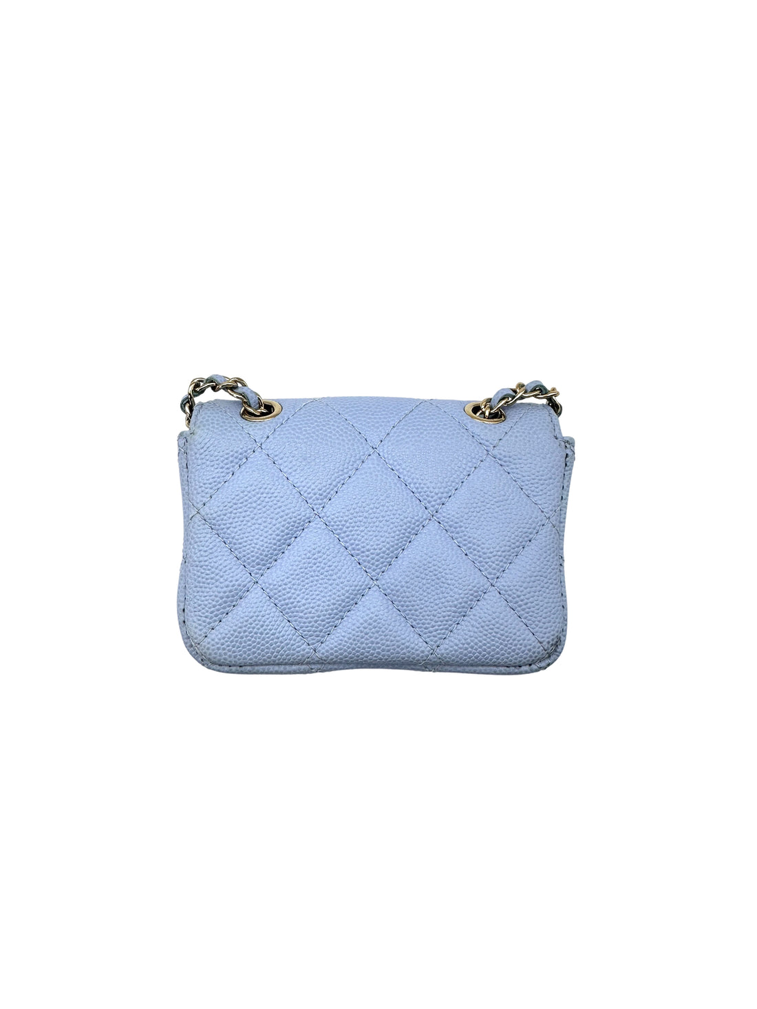 Chanel Classic Flap Blue Quilted Leather Mini Flap Bag With Gold Buckle(K2***54) IRIS052