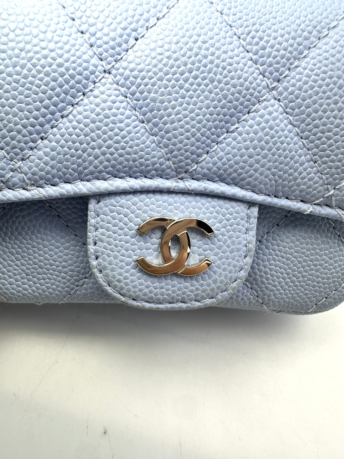 Chanel Classic Flap Blue Quilted Leather Mini Flap Bag With Gold Buckle(K2***54) IRIS052