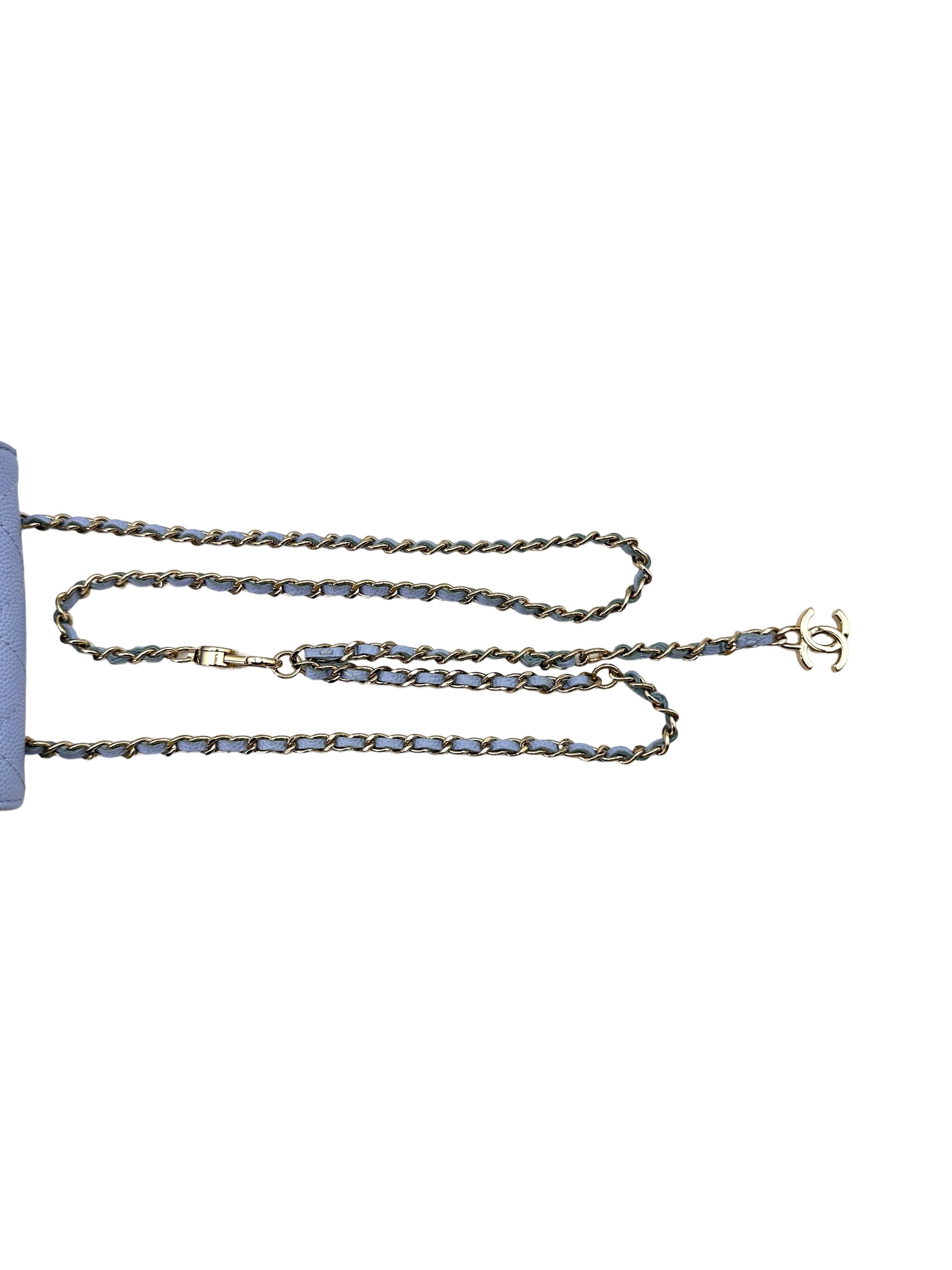 Chanel Classic Flap Blue Quilted Leather Mini Flap Bag With Gold Buckle(K2***54) IRIS052