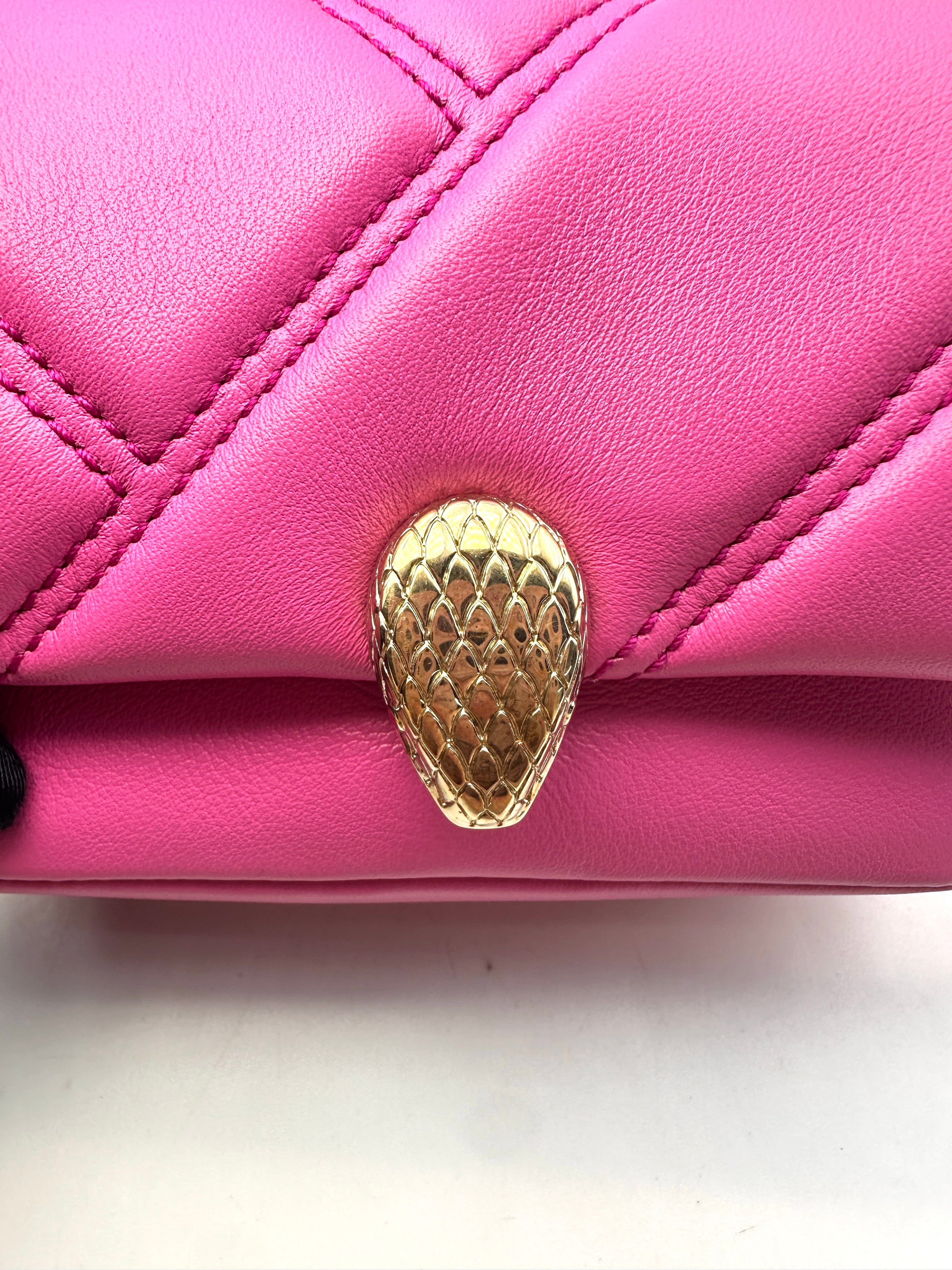 Bvlgari Serpenti Cabochon Pink Leather Mini Shoulder Bag BS32