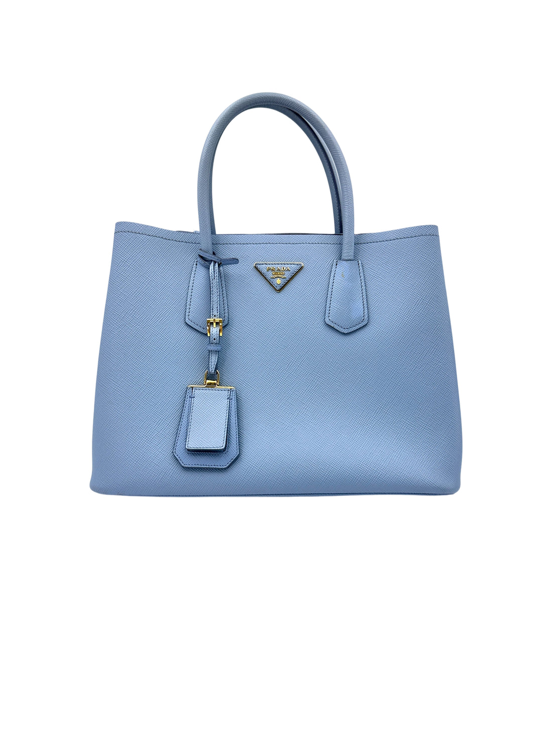 Prada Saffiano Cuir Blue Leather Tote Handle Bag PR199