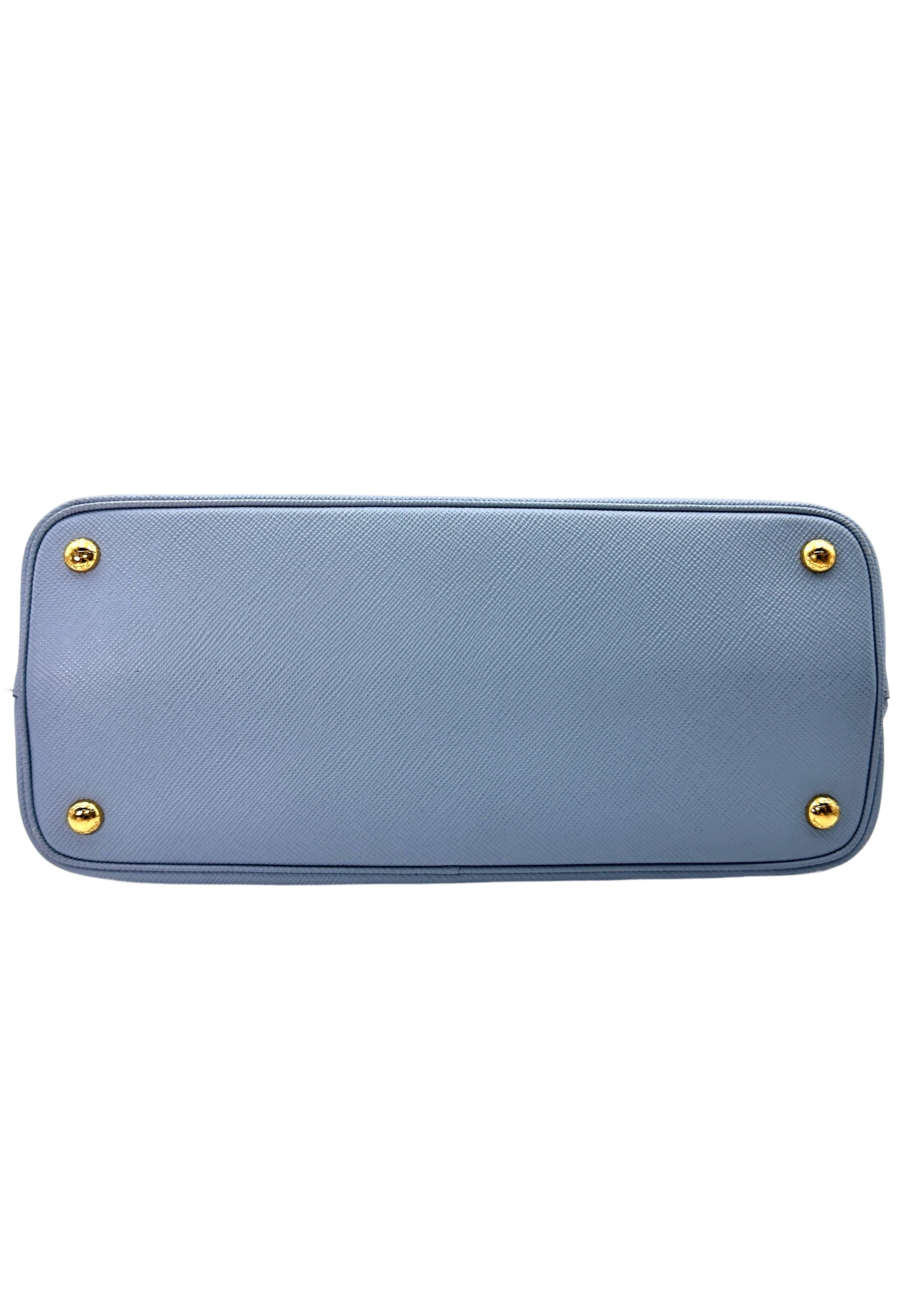 Prada Saffiano Cuir Blue Leather Tote Handle Bag PR199