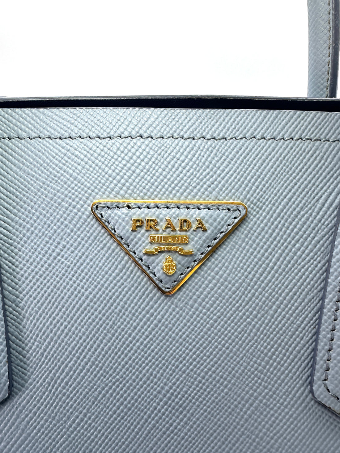 Prada Saffiano Cuir Blue Leather Tote Handle Bag PR199
