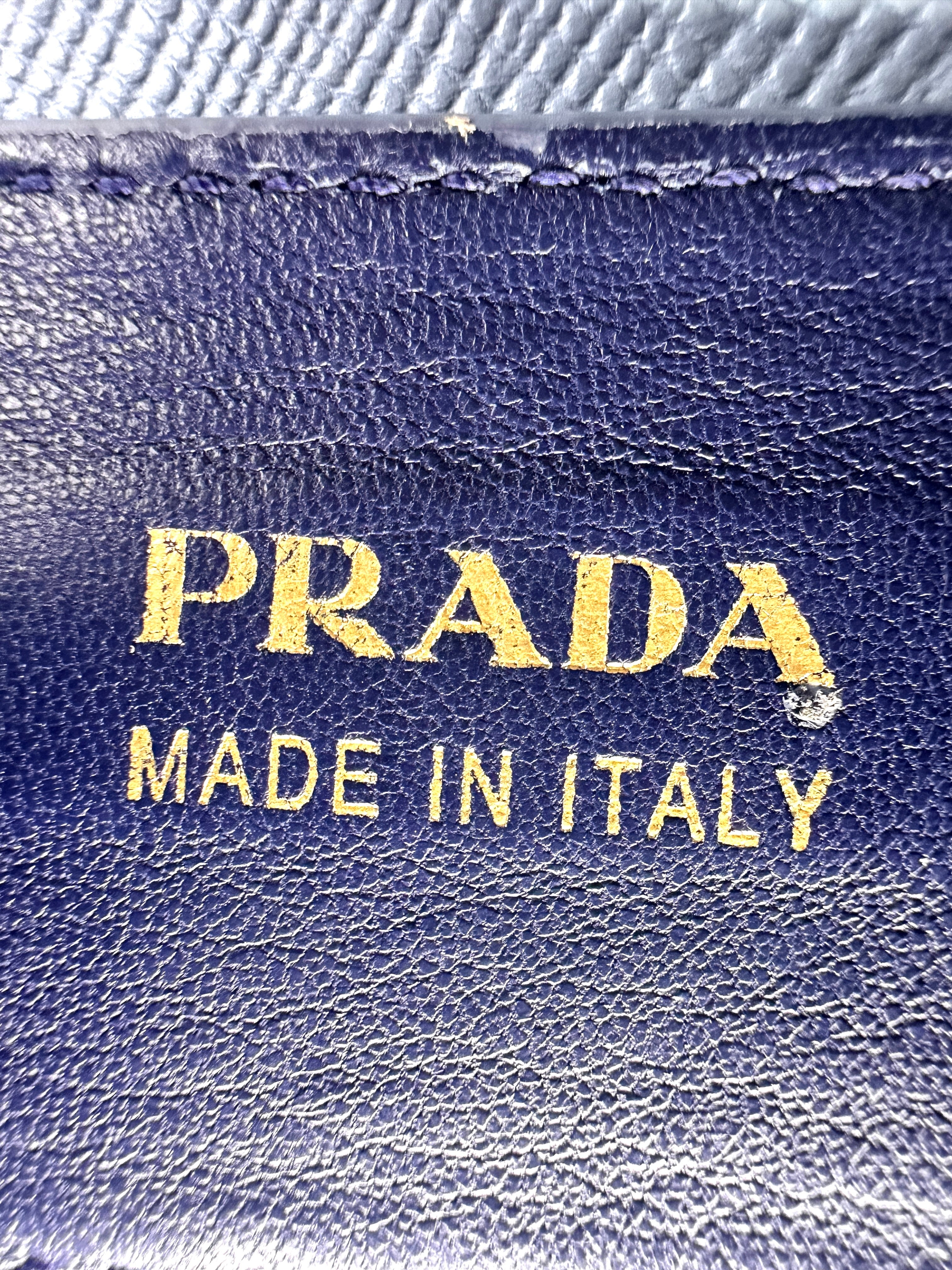 Prada Saffiano Cuir Blue Leather Tote Handle Bag PR199