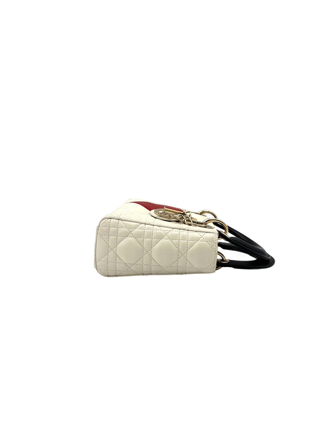 Christian Dior Lady Dior Dioramour Limited Edition Cannage Handle Bag With Gold Charms DR542