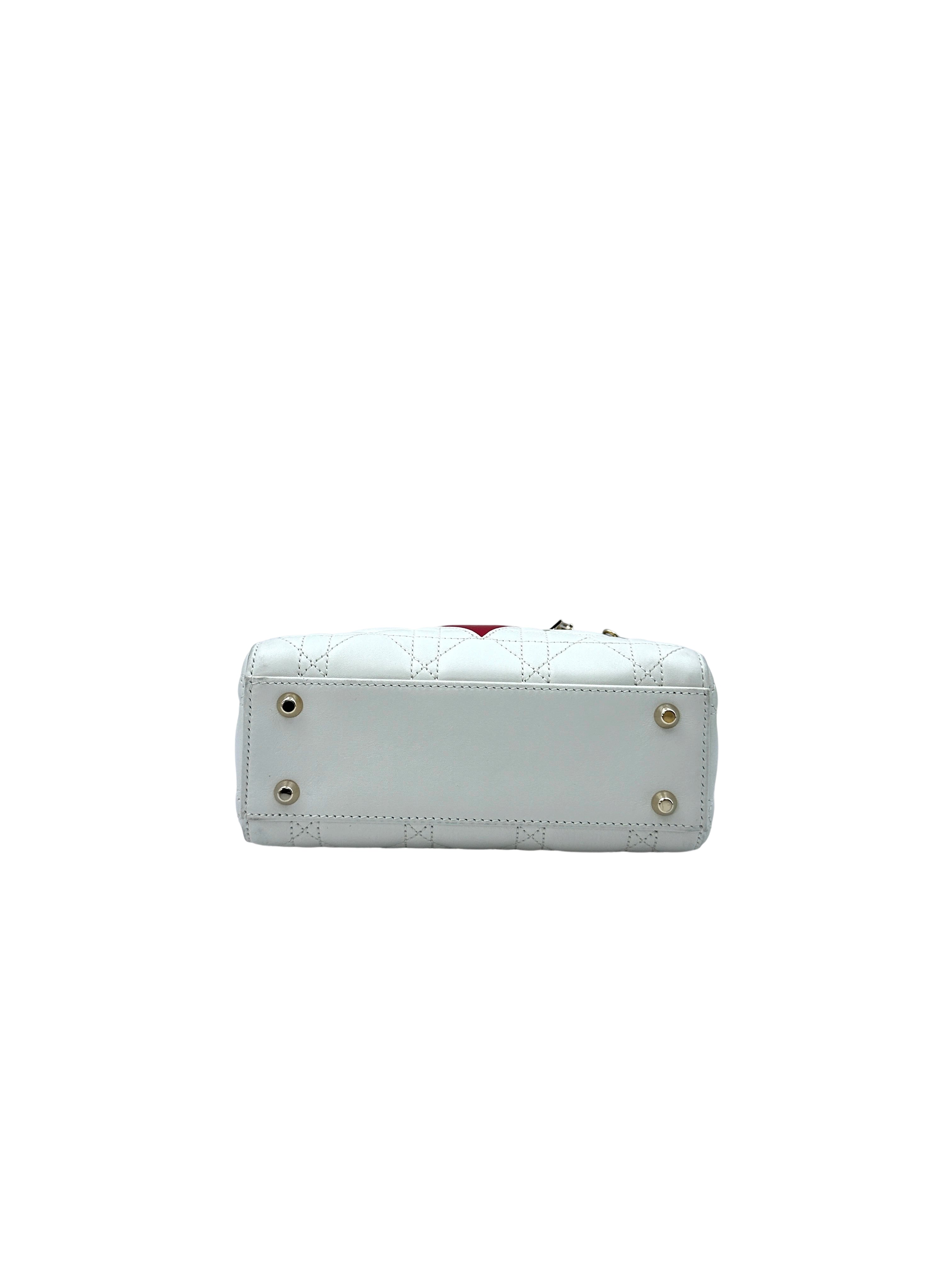 Christian Dior Lady Dior Dioramour Limited Edition Cannage Handle Bag With Gold Charms DR542