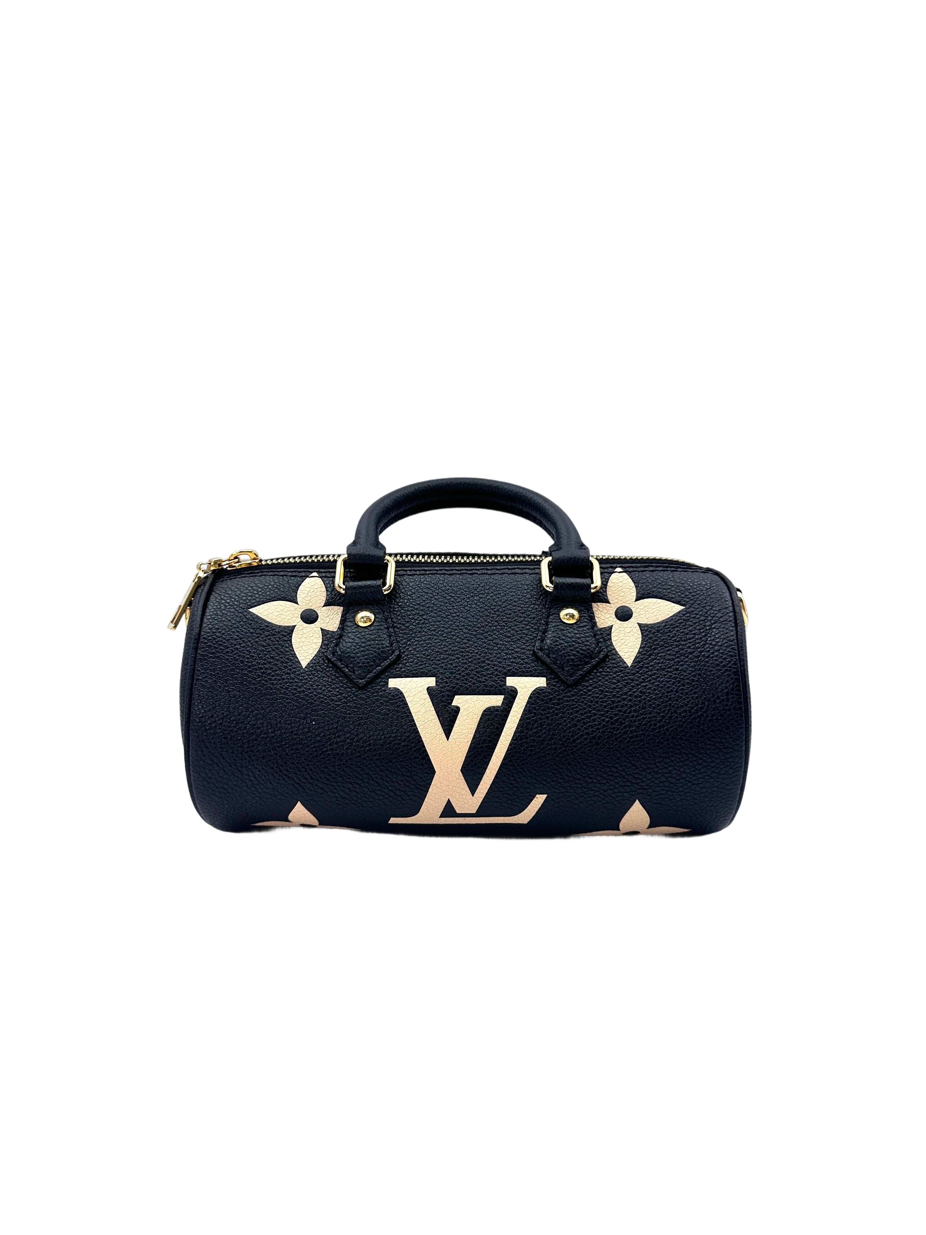 Louis Vuitton Papillon Trunk Black/Beige Bicolor Monogram Empreinte Leather Shoulder Bag LV2044