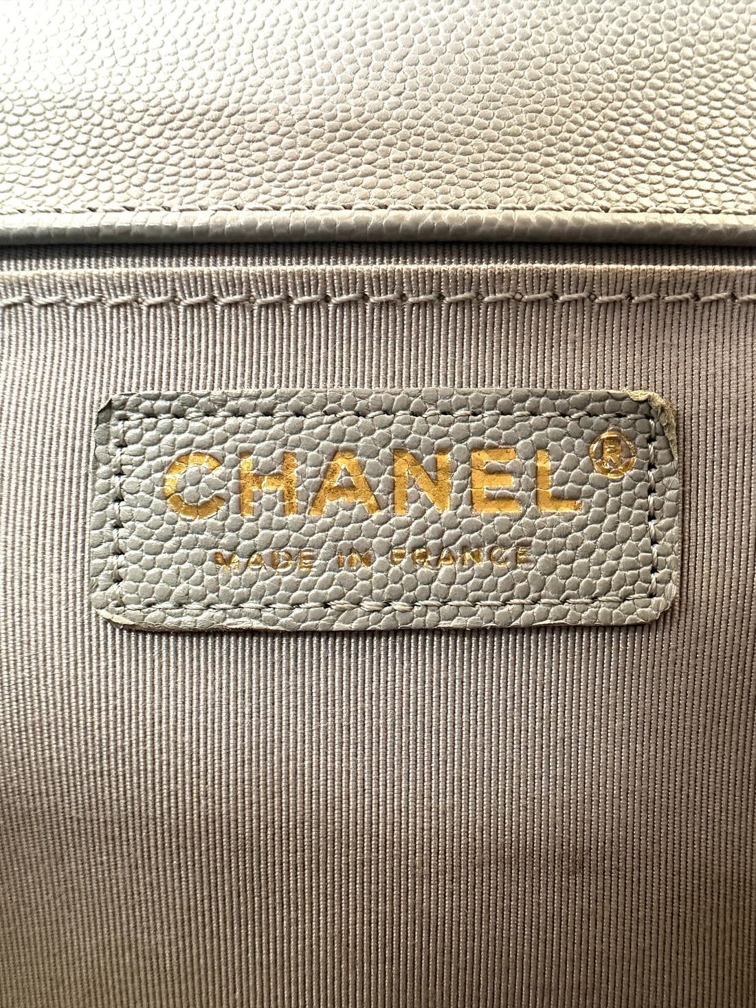 Chanel LeBoy Gray Quilted Leather Medium Size Flap Bag With Gold Buckle(25***06) IRIS039