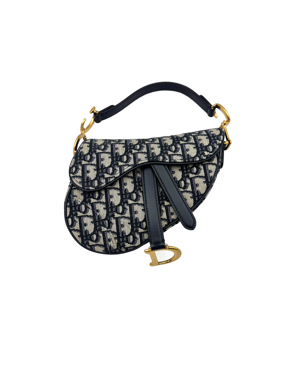 Christian Dior Oblique Blue Jacquard Small Size Saddle Bag DR541