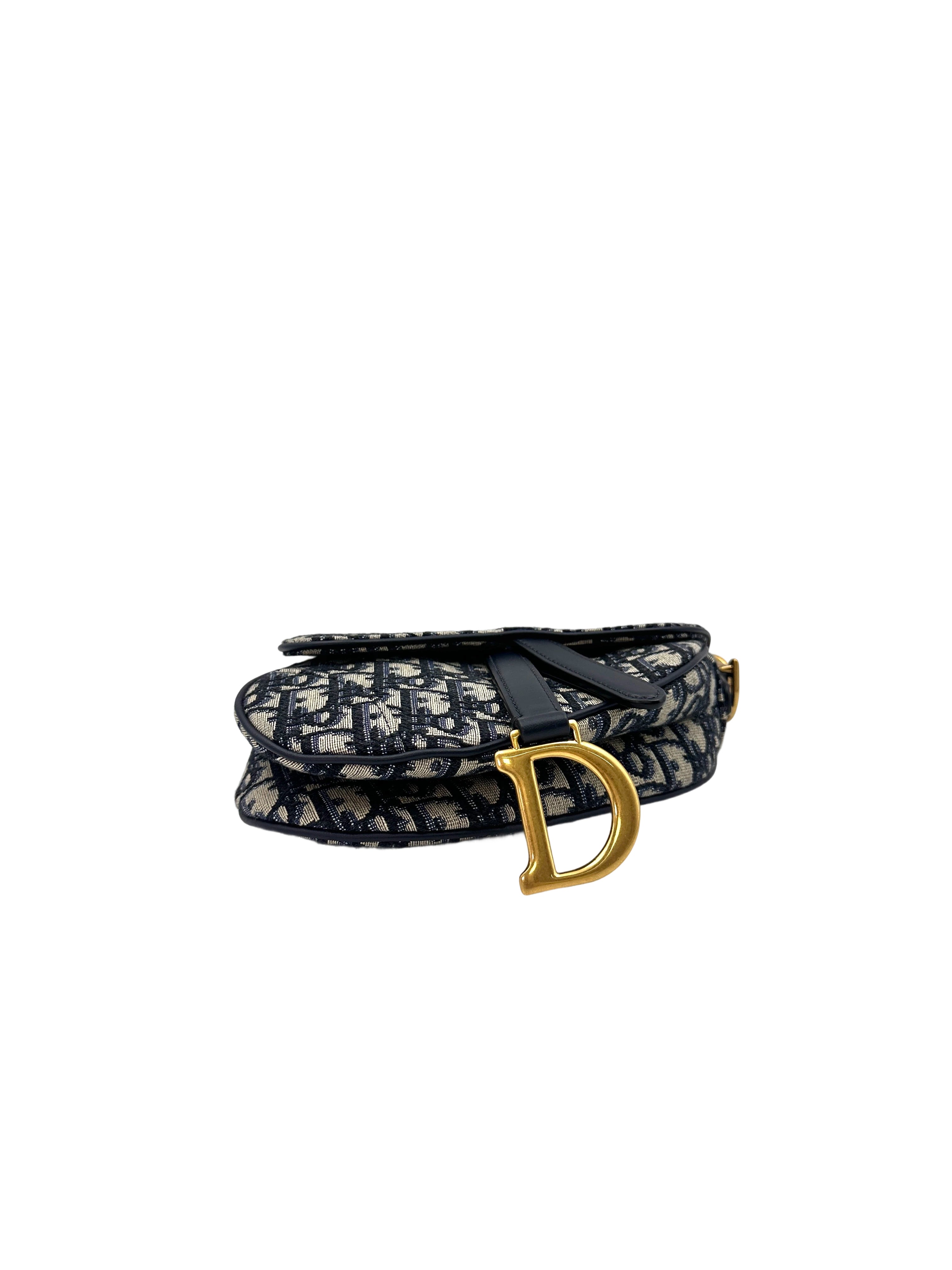 Christian Dior Oblique Blue Jacquard Small Size Saddle Bag DR541